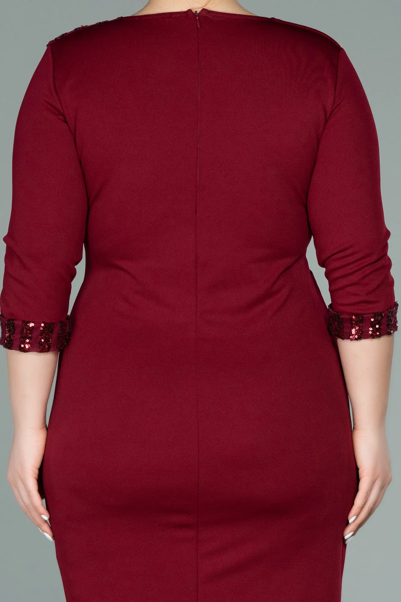 Burgundy-Short Plus Size Evening Dress ABK1325