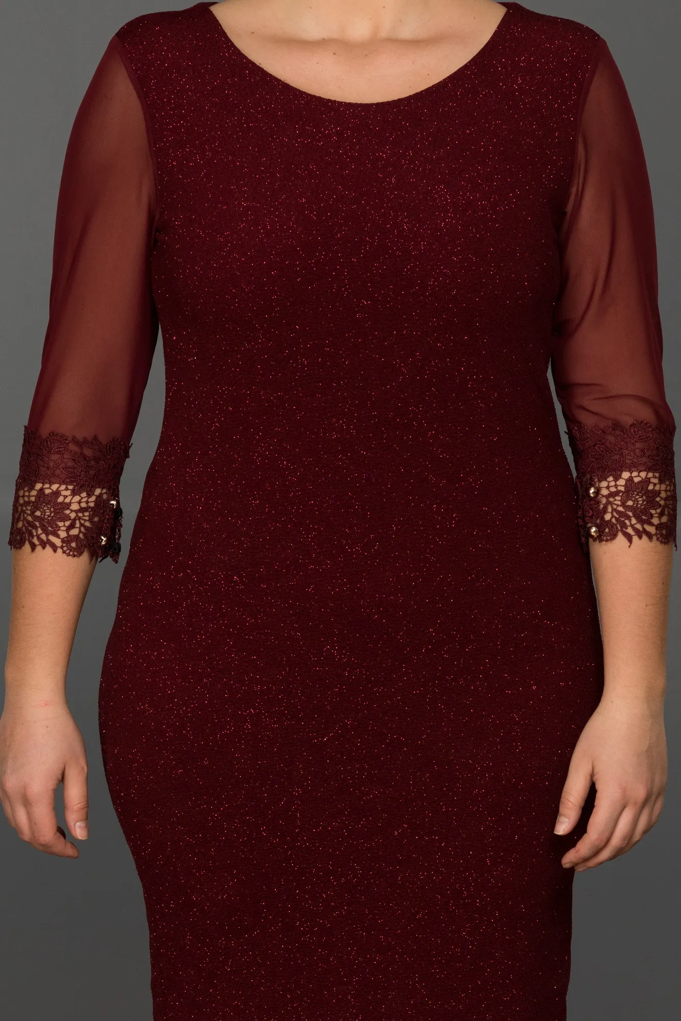 Burgundy-Short Plus Size Evening Dress ABK1609