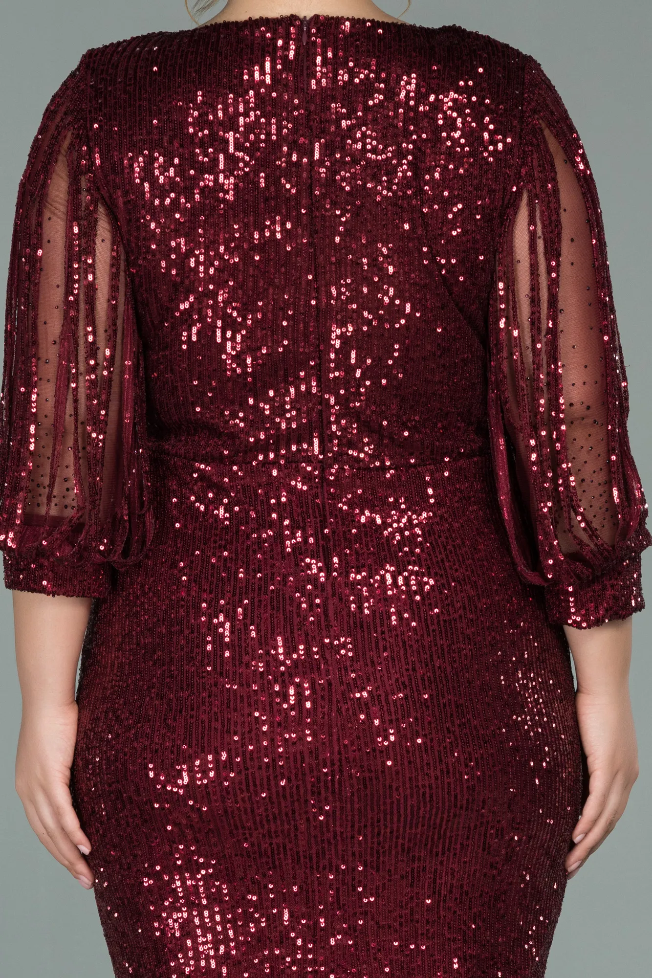 Burgundy-Short Plus Size Invitation Dress ABK1879