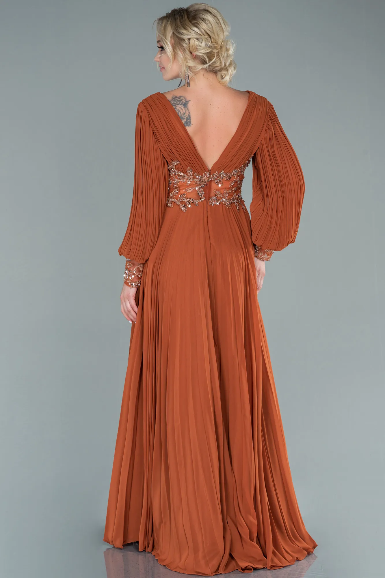 Cinnamon-Long Chiffon Evening Dress ABU2183