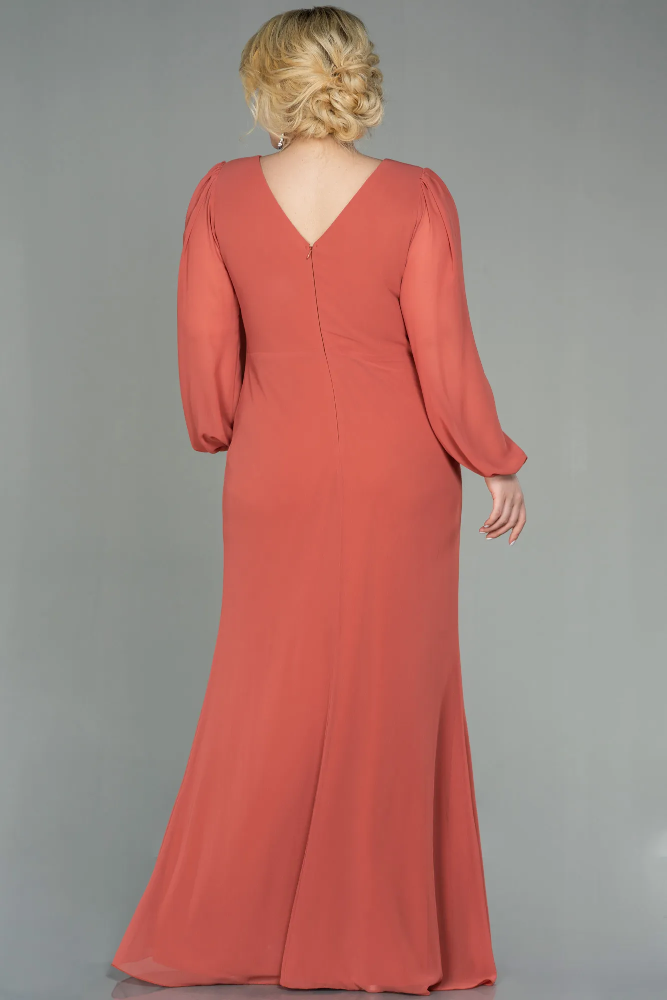 Cinnamon-Long Chiffon Plus Size Evening Dress ABU2763