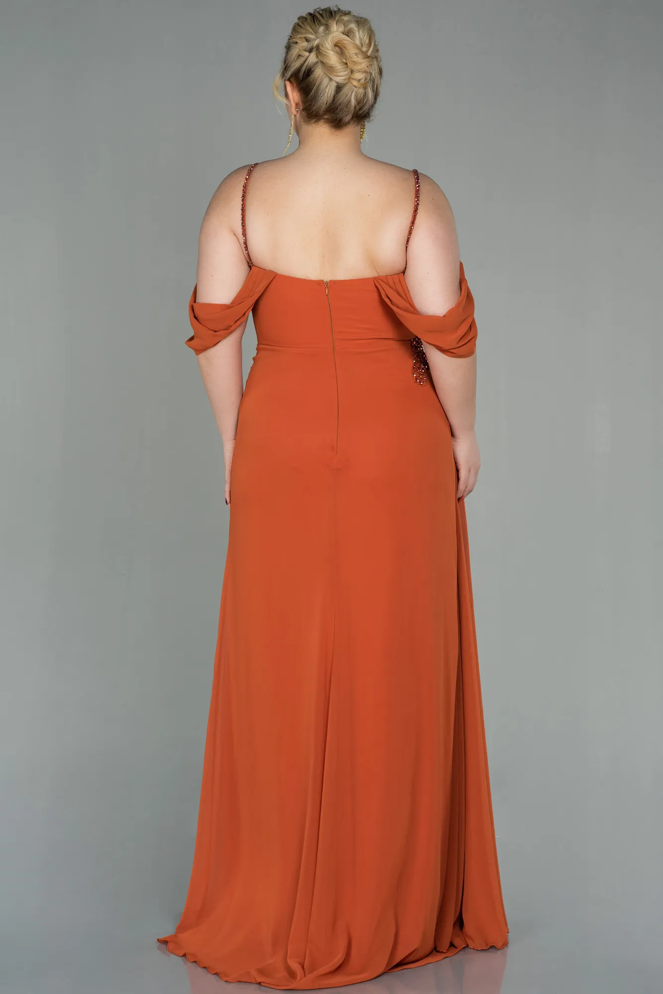 Cinnamon-Long Chiffon Plus Size Evening Dress ABU2929