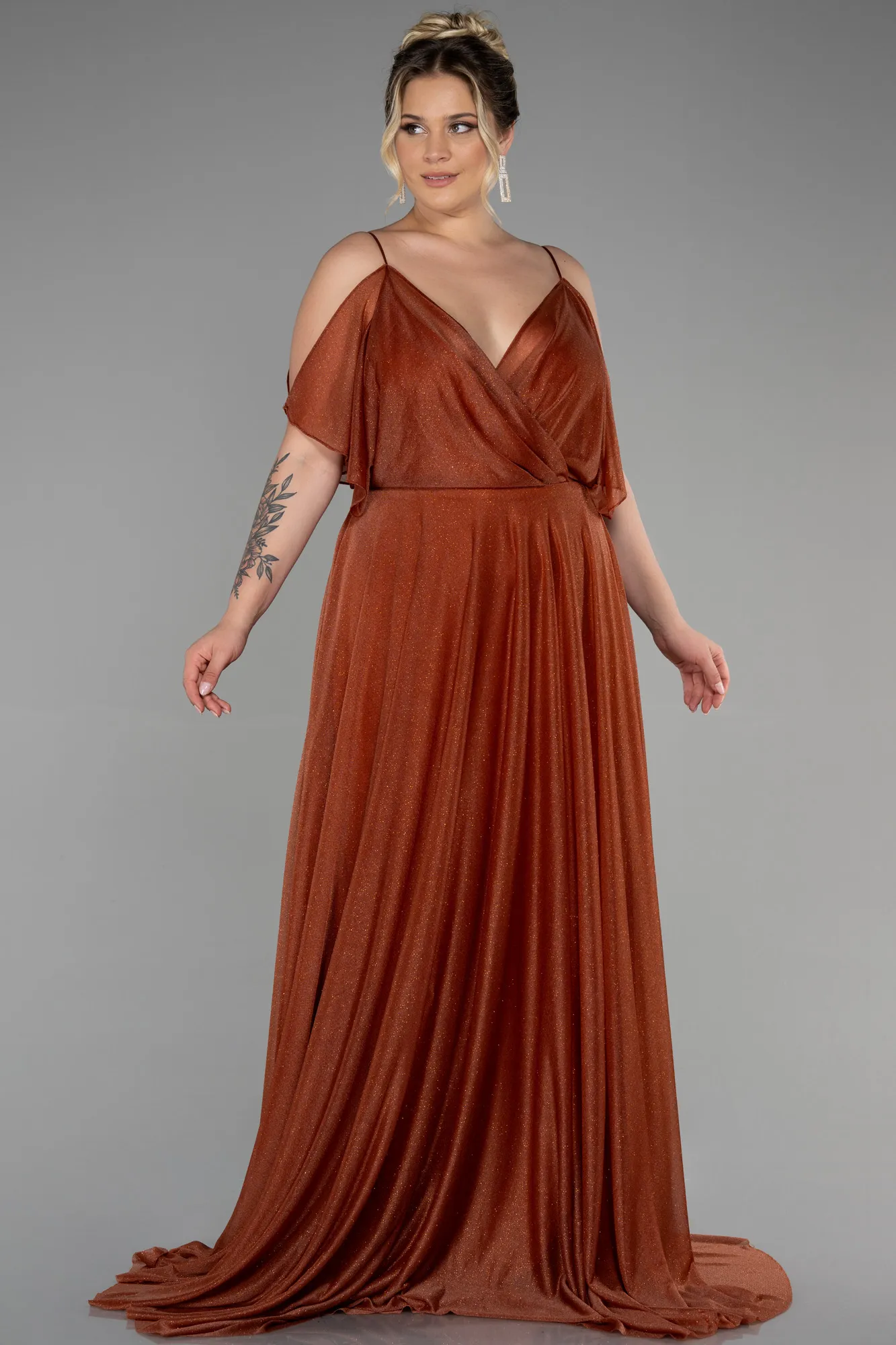 Cinnamon-Long Plus Size Evening Dress ABU2487