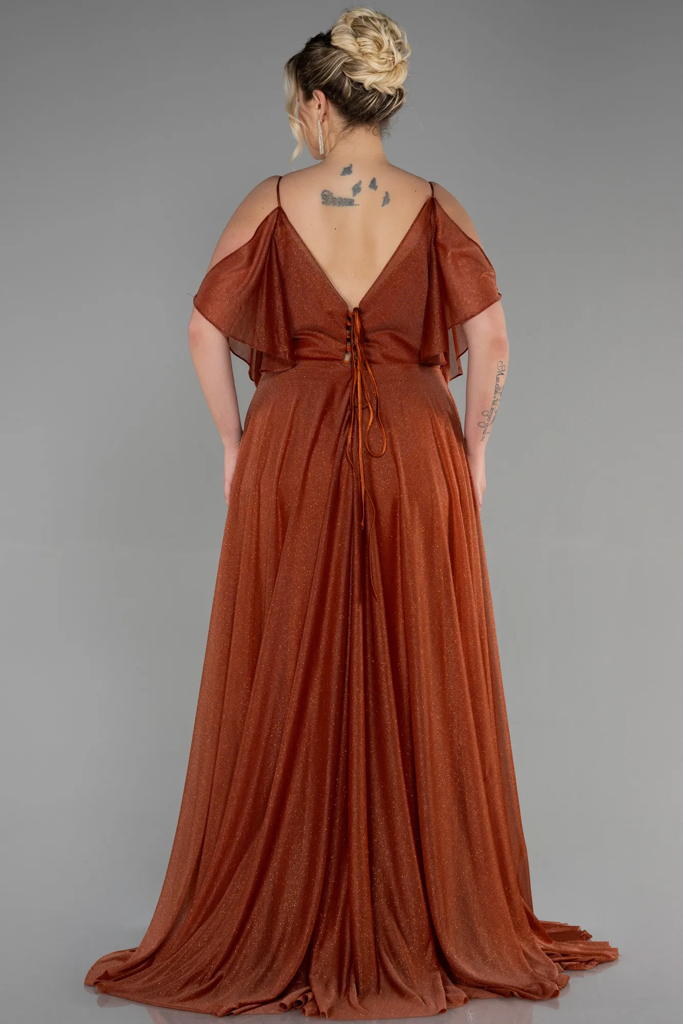 Cinnamon-Long Plus Size Evening Dress ABU2487