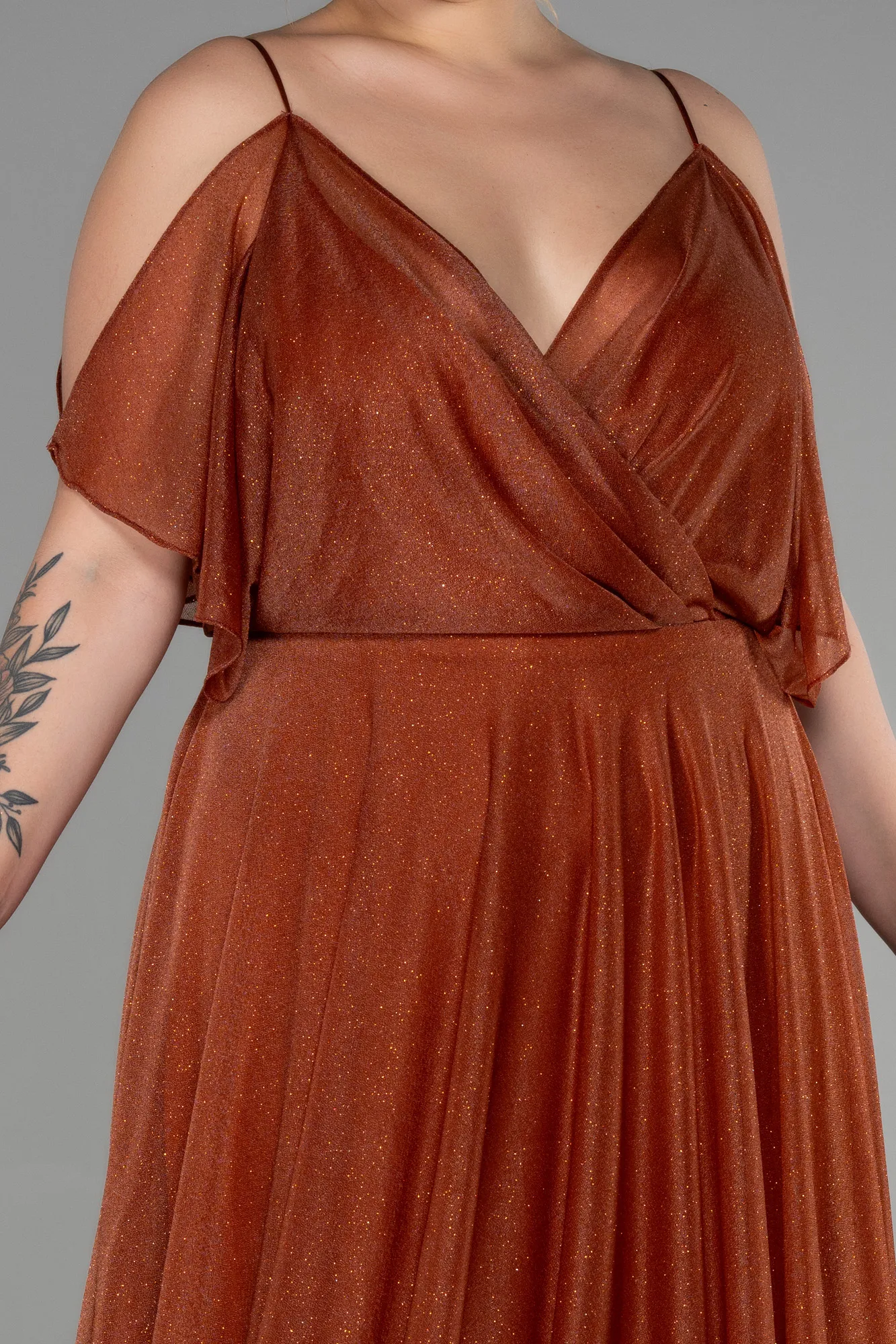 Cinnamon-Long Plus Size Evening Dress ABU2487