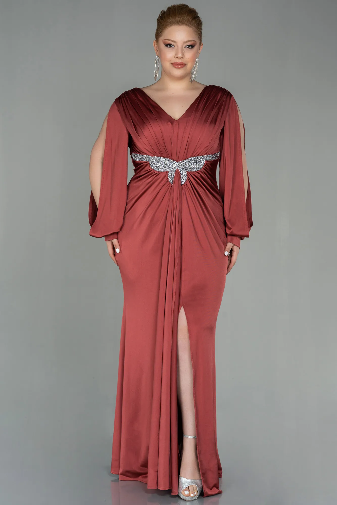 Cinnamon-Long Plus Size Evening Dress ABU2866