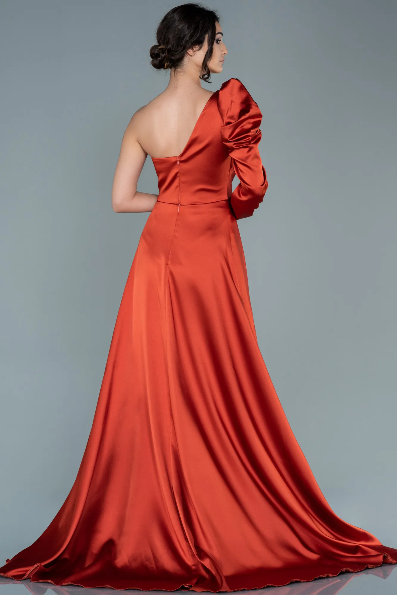 Cinnamon-Long Satin Evening Dress ABU1715