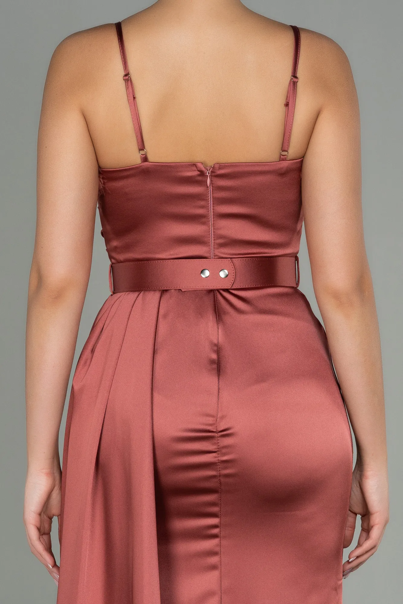 Cinnamon-Long Satin Evening Dress ABU2939