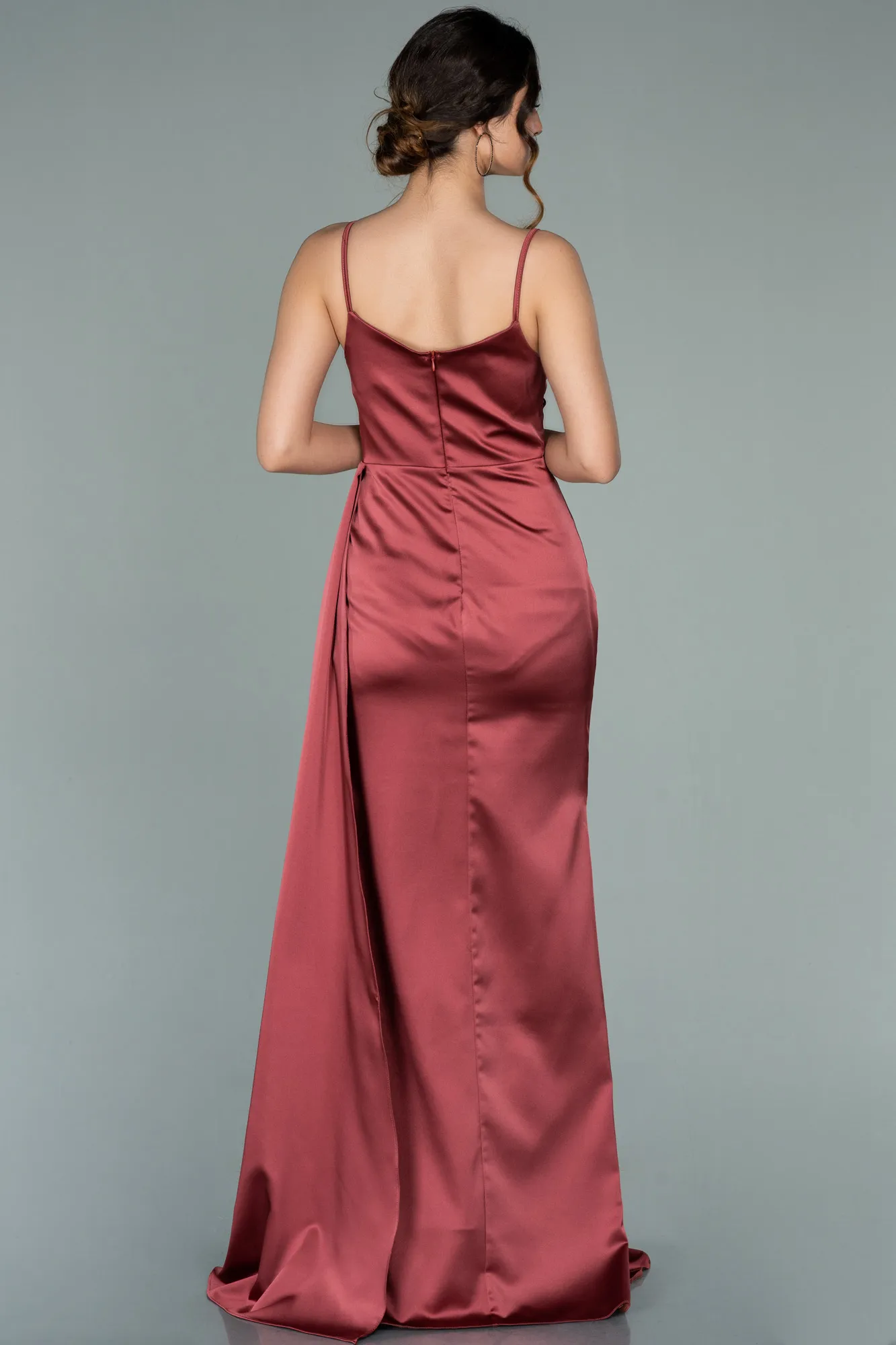 Cinnamon-Long Satin Mermaid Evening Dress ABU1894