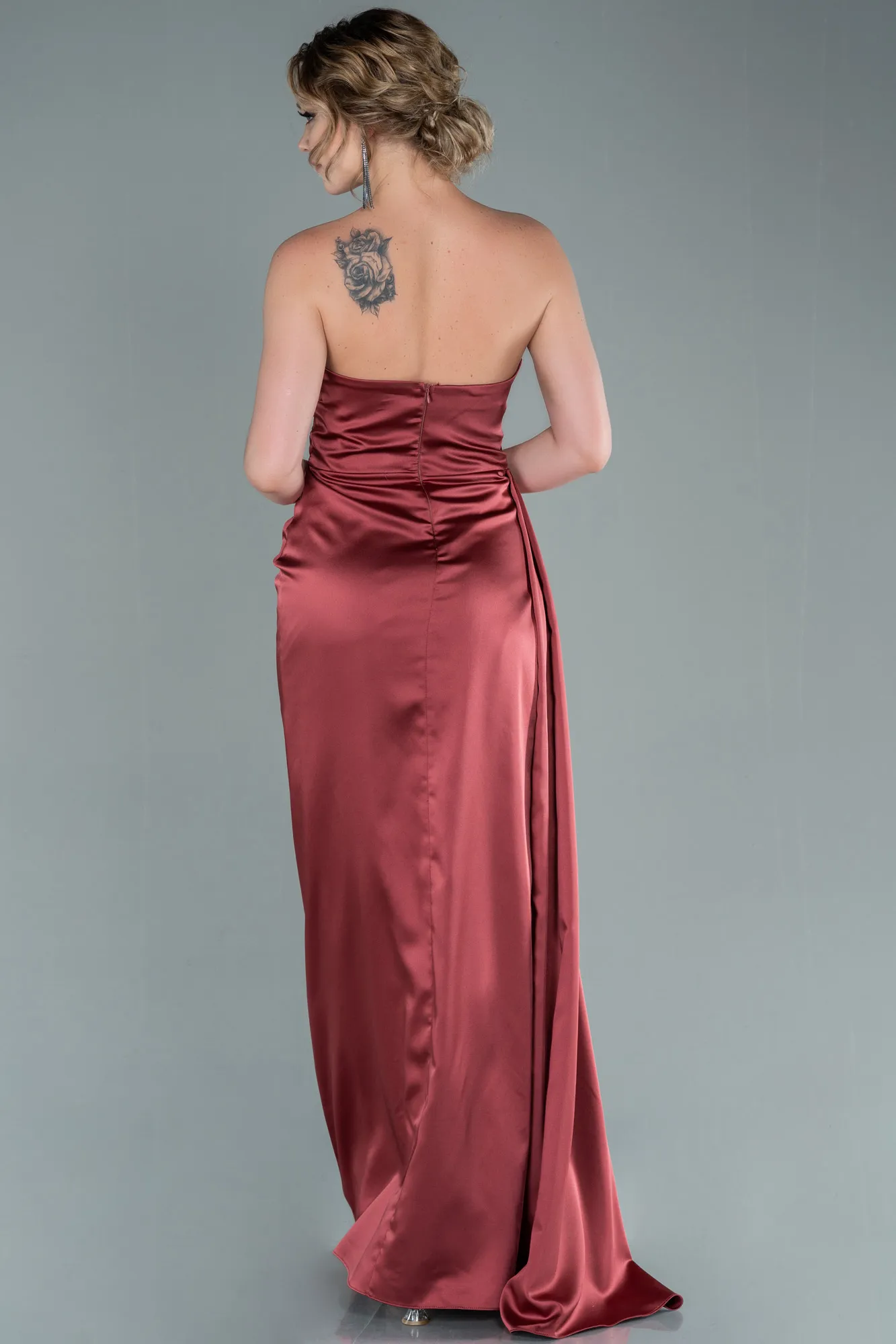 Cinnamon-Long Satin Prom Gown ABU2340