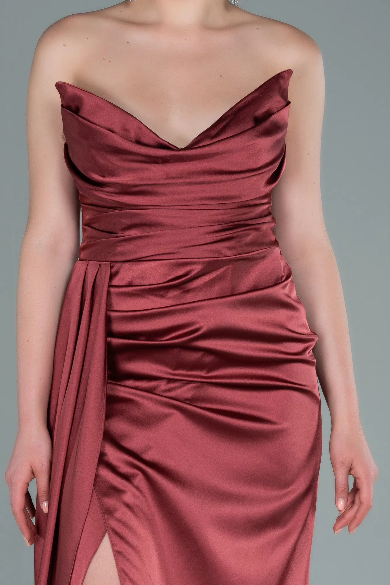 Cinnamon-Long Satin Prom Gown ABU2340