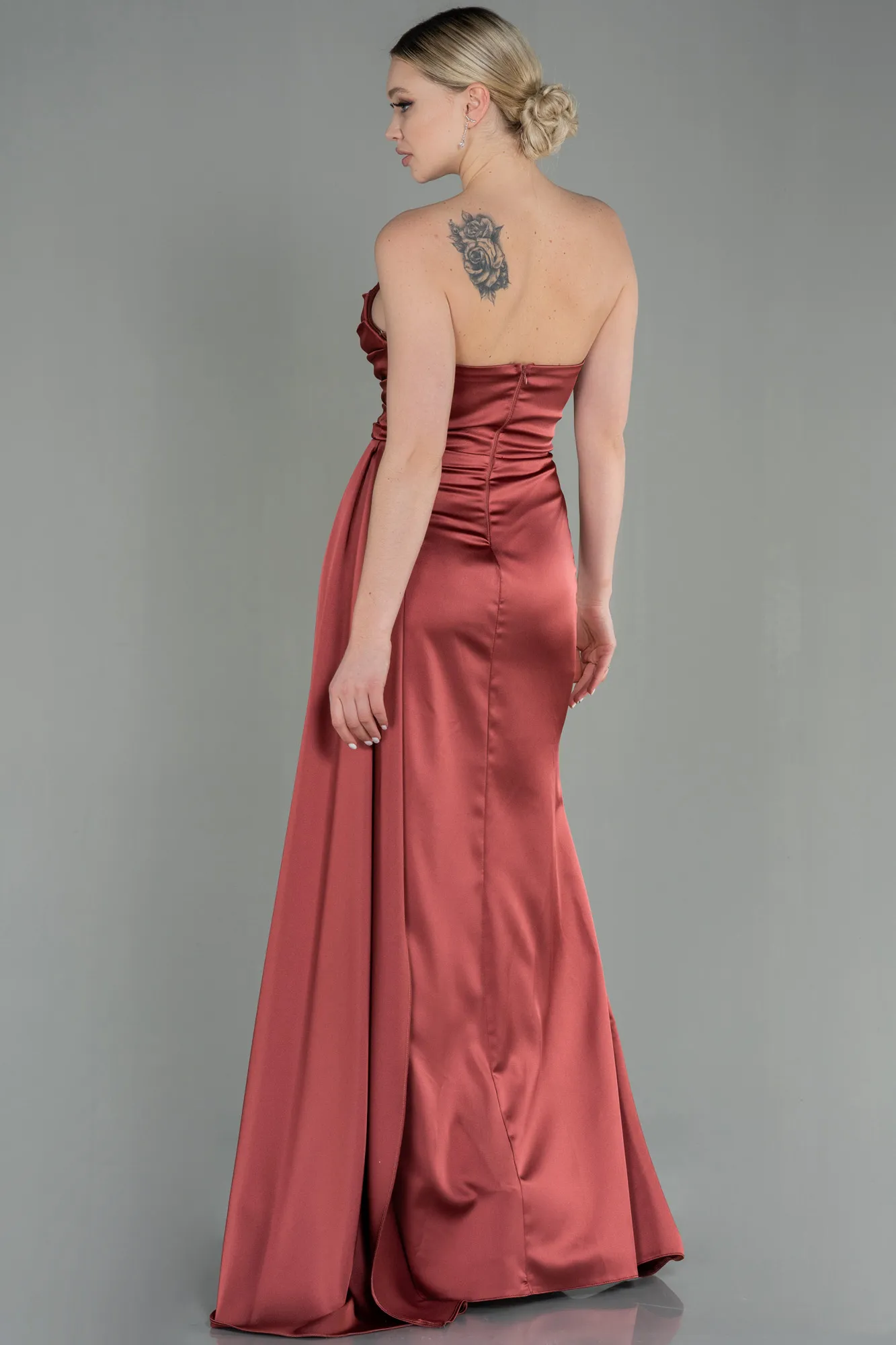 Cinnamon-Long Satin Prom Gown ABU2965