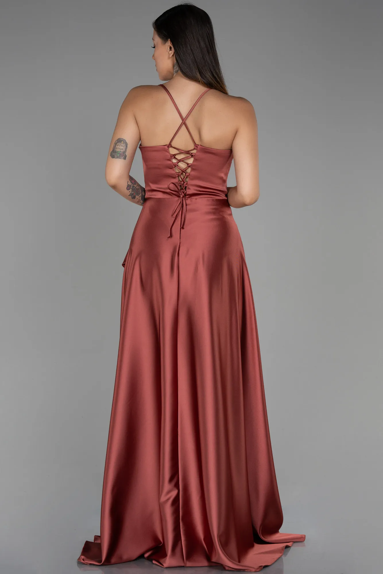 Cinnamon-Long Satin Prom Gown ABU3242