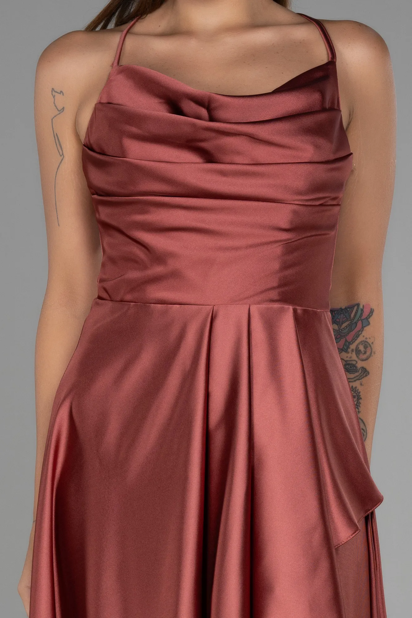 Cinnamon-Long Satin Prom Gown ABU3242