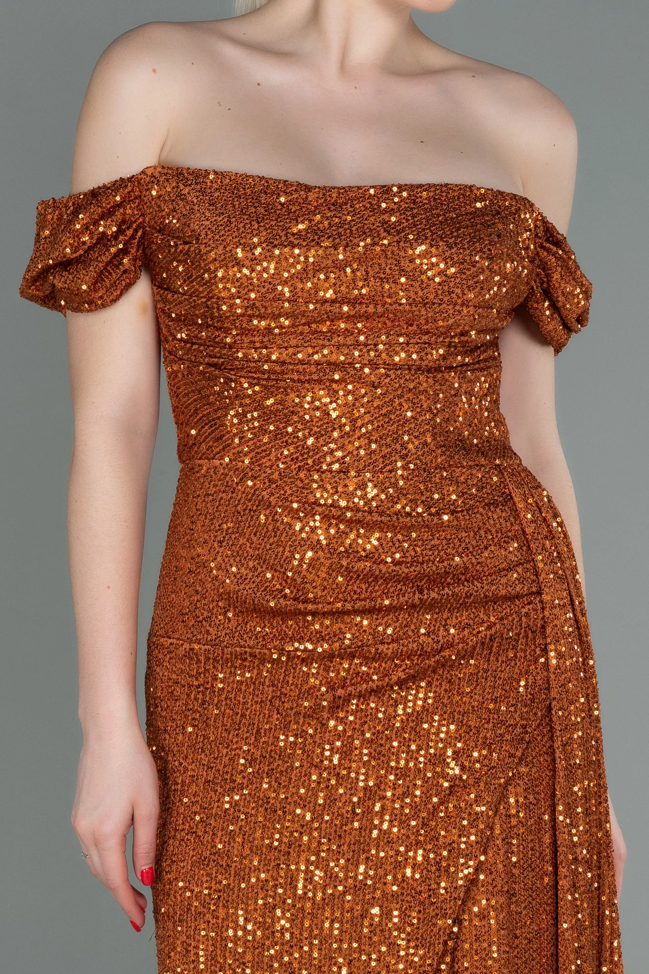 Cinnamon-Long Scaly Evening Dress ABU2987