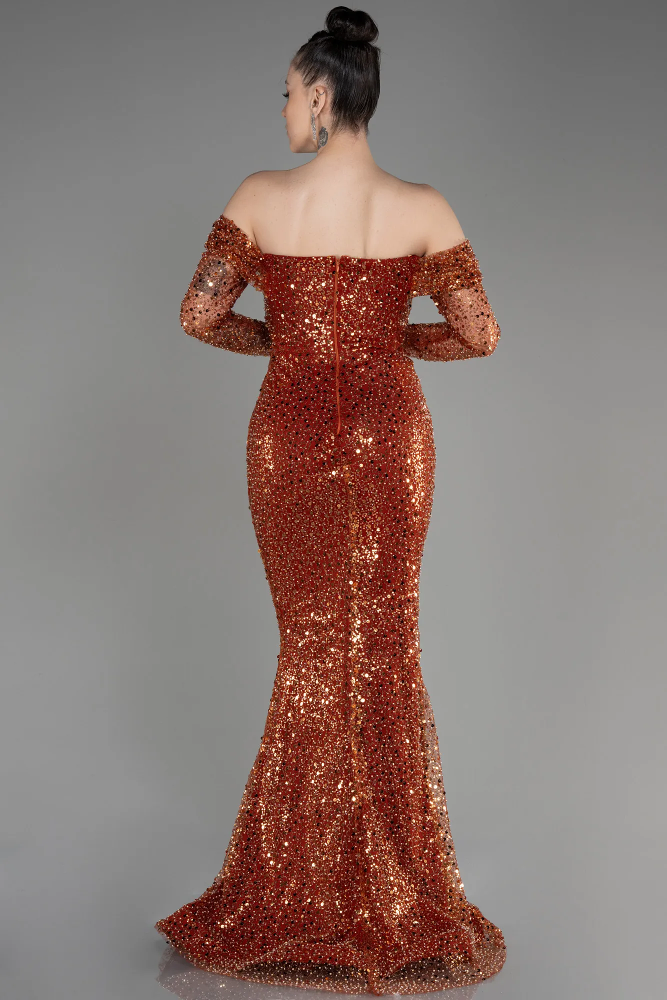 Cinnamon-Long Scaly Mermaid Prom Dress ABU3829