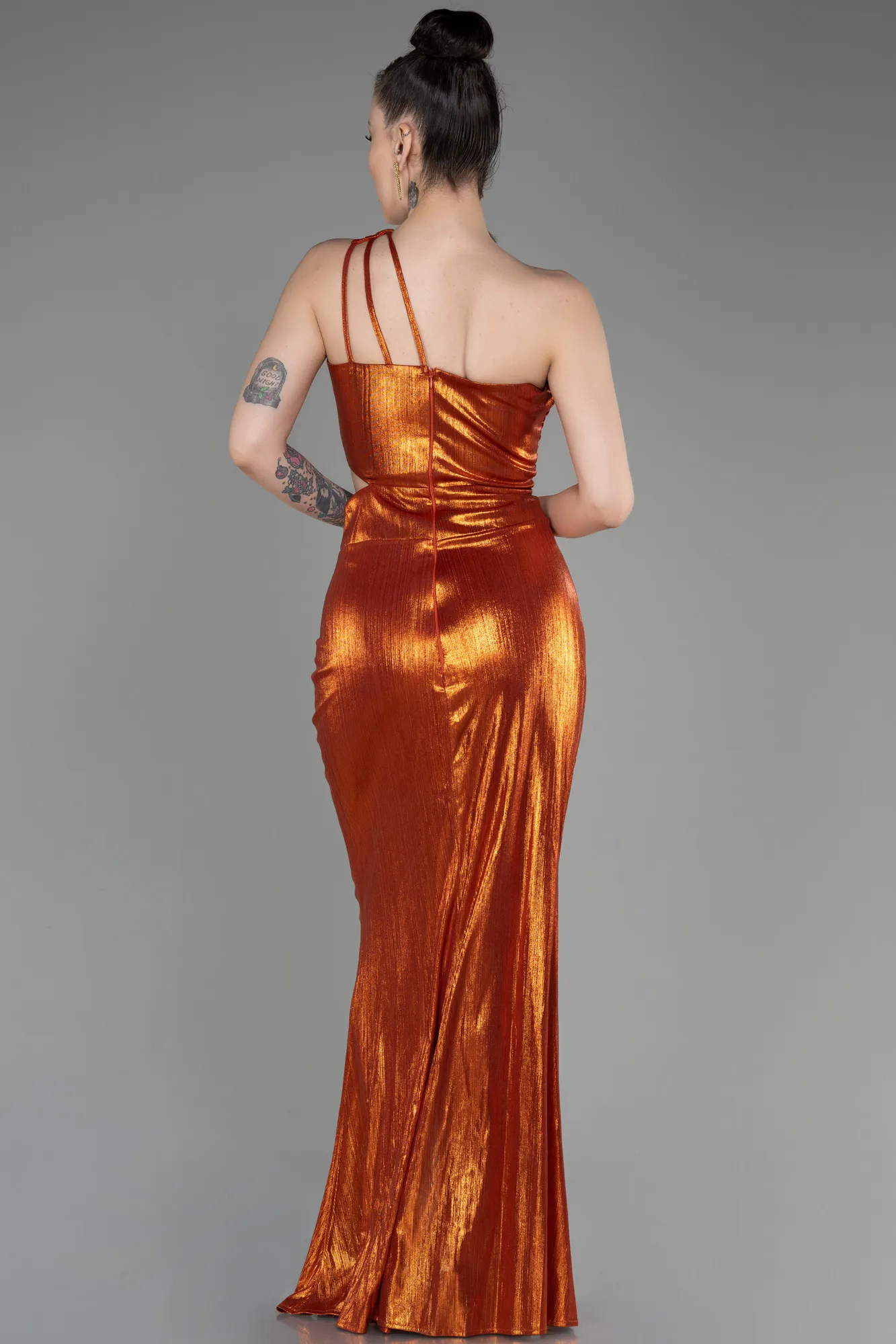 Cinnamon-One-Shoulder Slit Long Prom Dress ABU3848