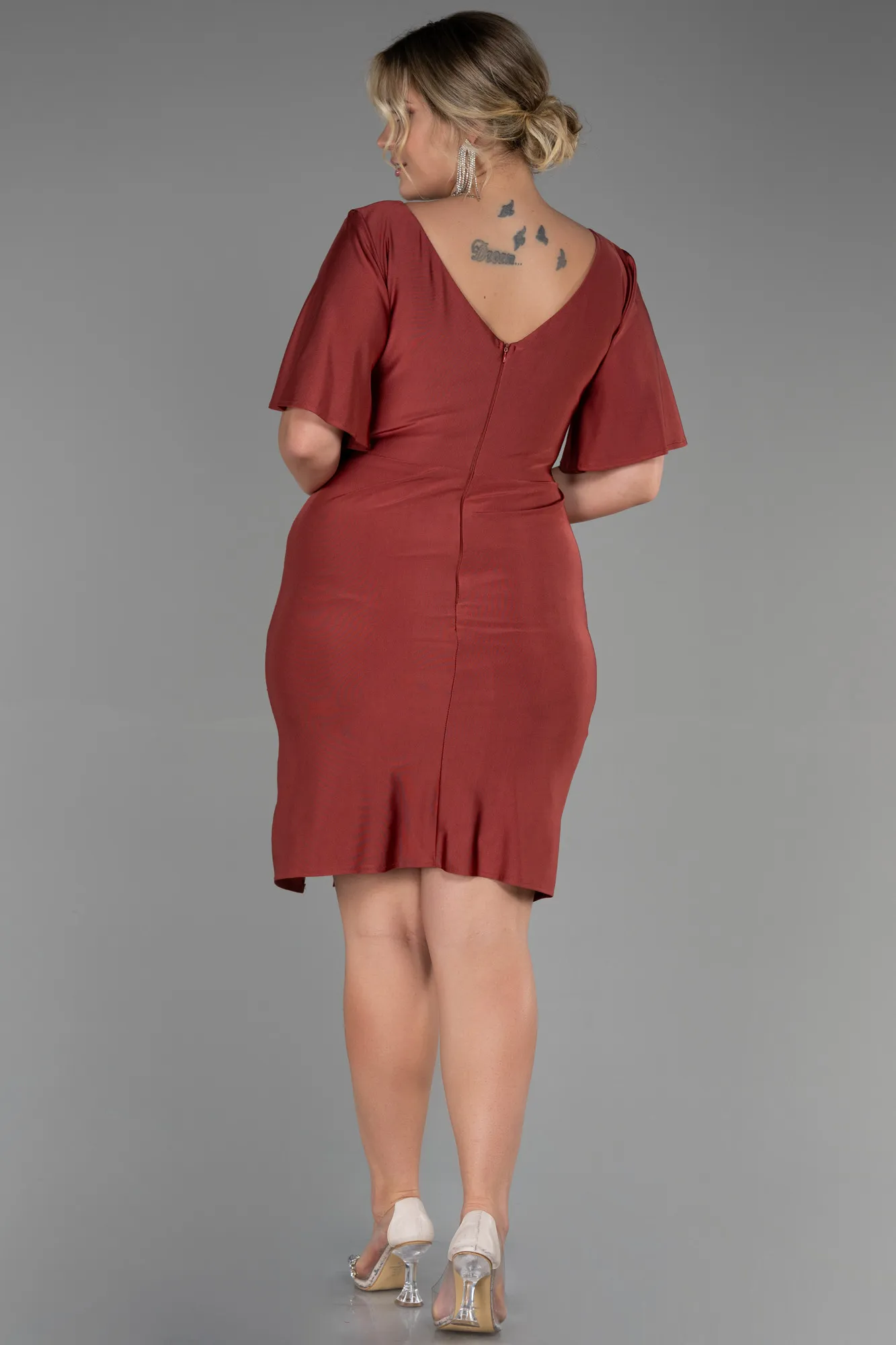 Cinnamon-Short Plus Size Evening Dress ABK1824