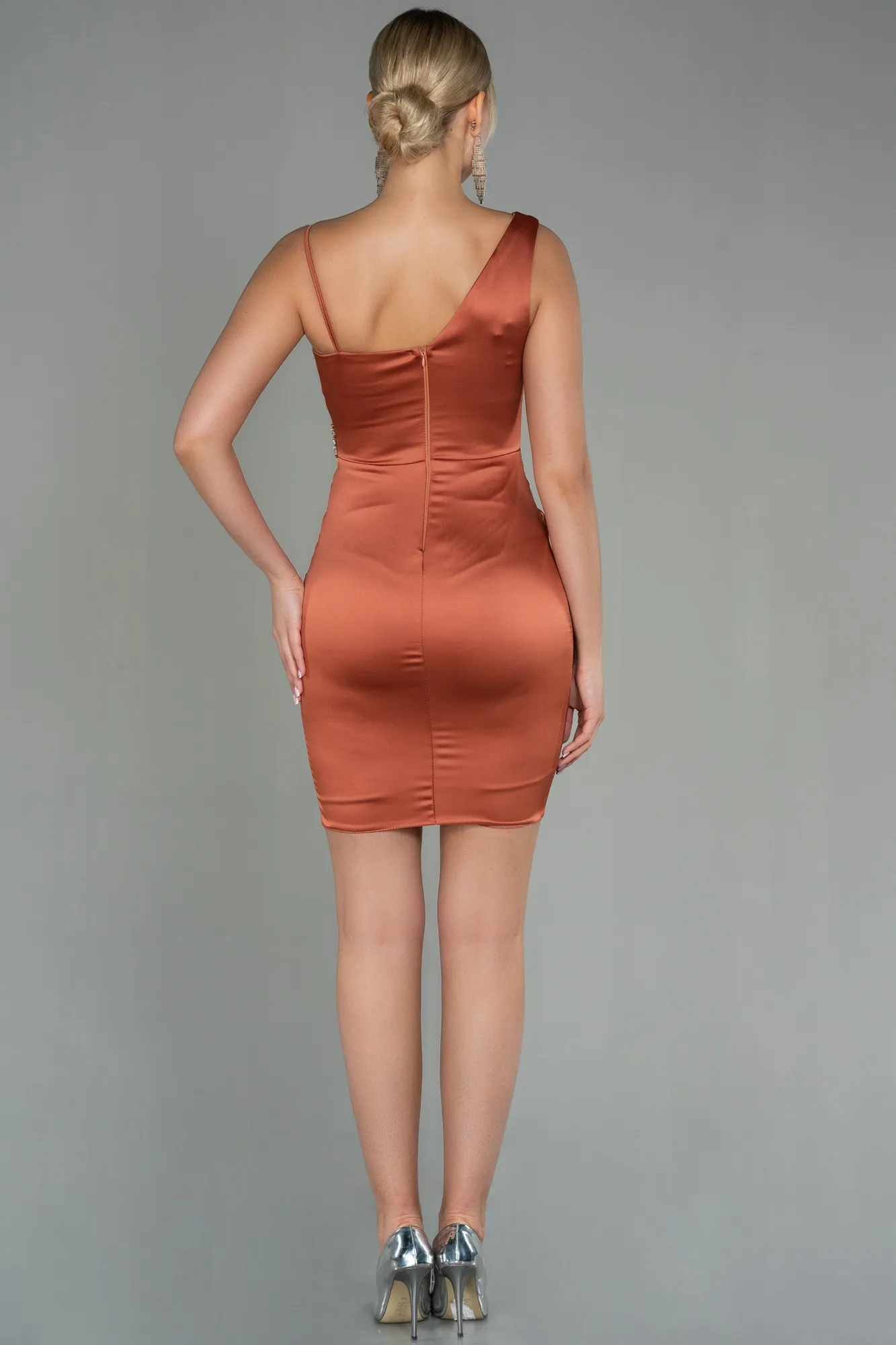 Cinnamon-Short Satin Invitation Dress ABK1712
