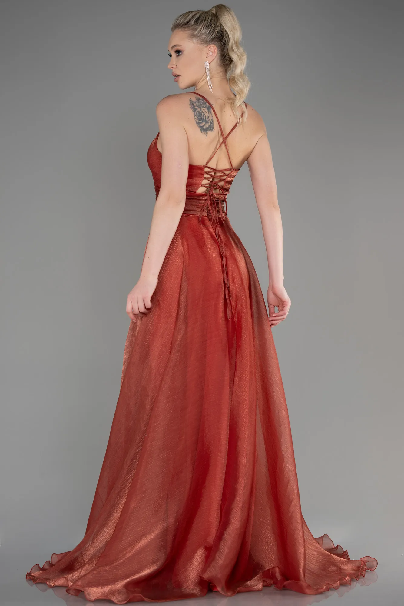 Copper-Long Chiffon Prom Gown ABU3771