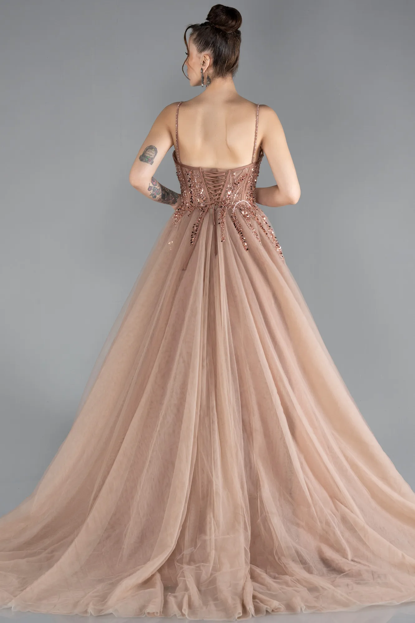 Copper-Long Designer Evening Dress ABU4485