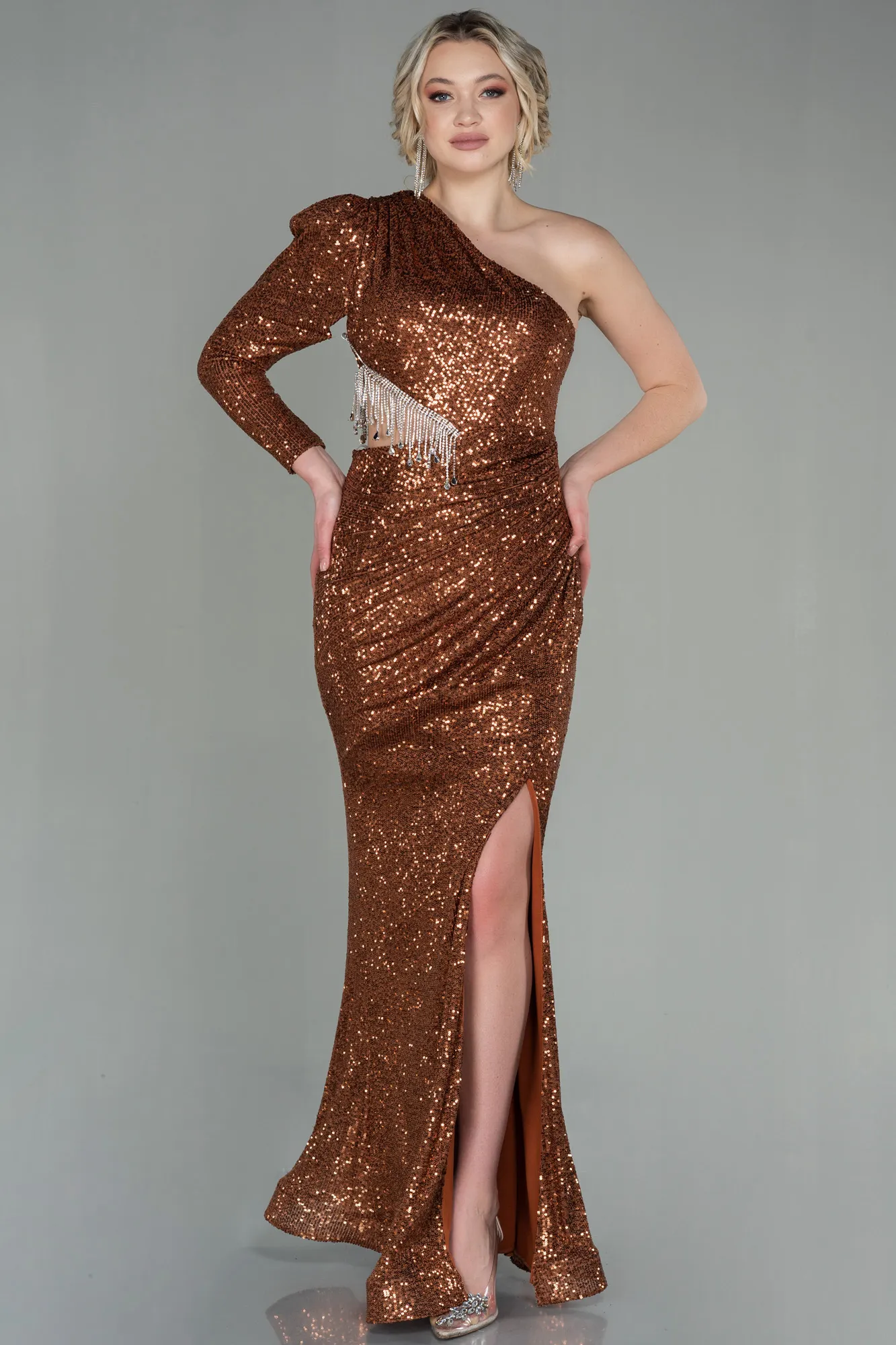 Copper-Long Evening Dress ABU2749