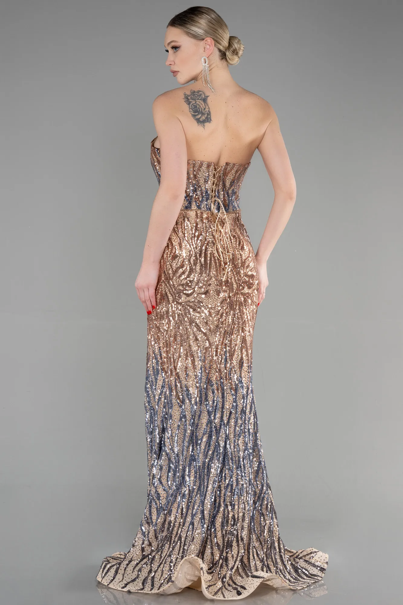 Copper-Long Mermaid Prom Dress ABU3613