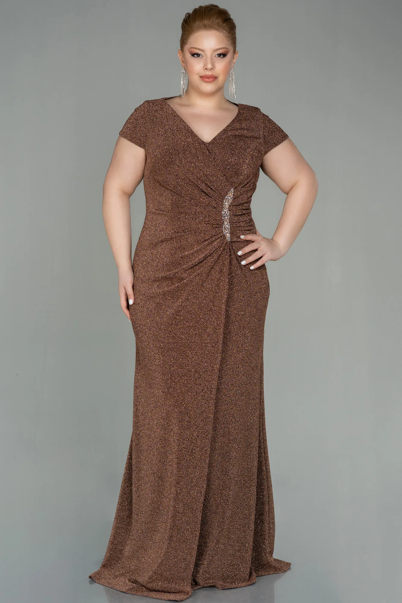 Copper-Long Plus Size Evening Dress ABU2870