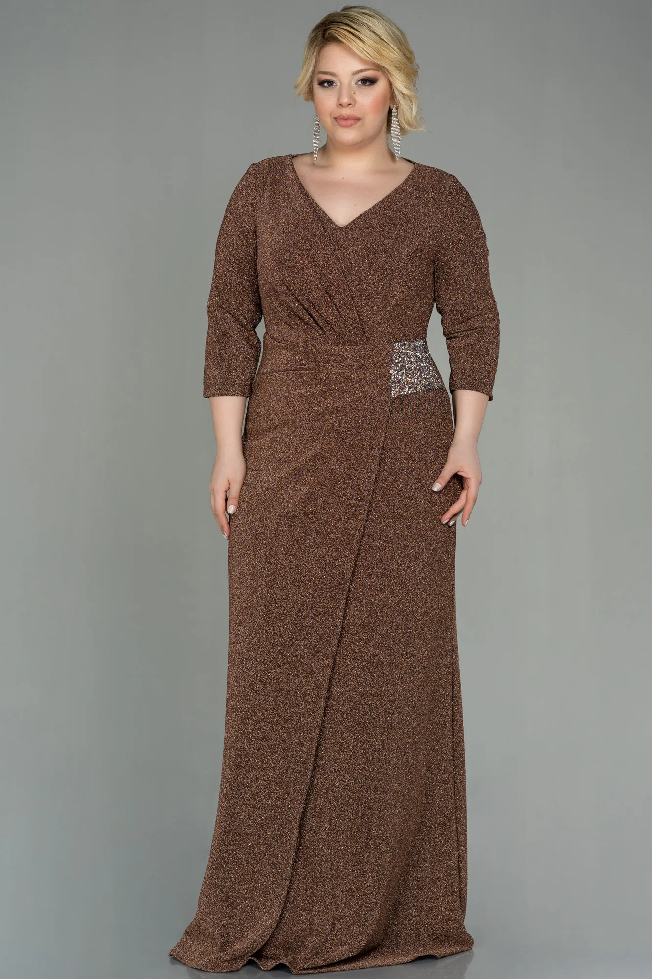 Copper-Long Plus Size Evening Dress ABU2922