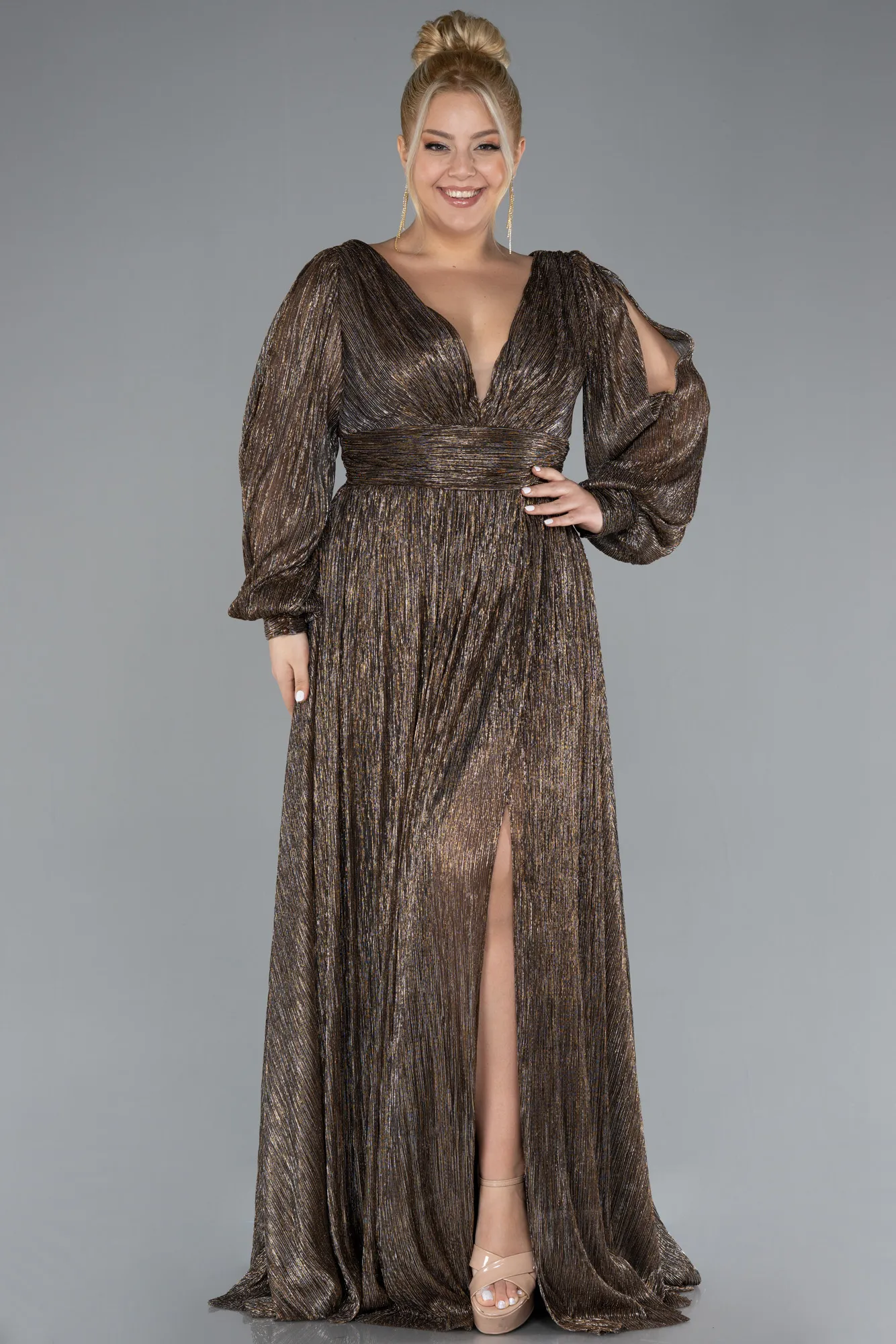 Copper-Long Plus Size Evening Dress ABU3154