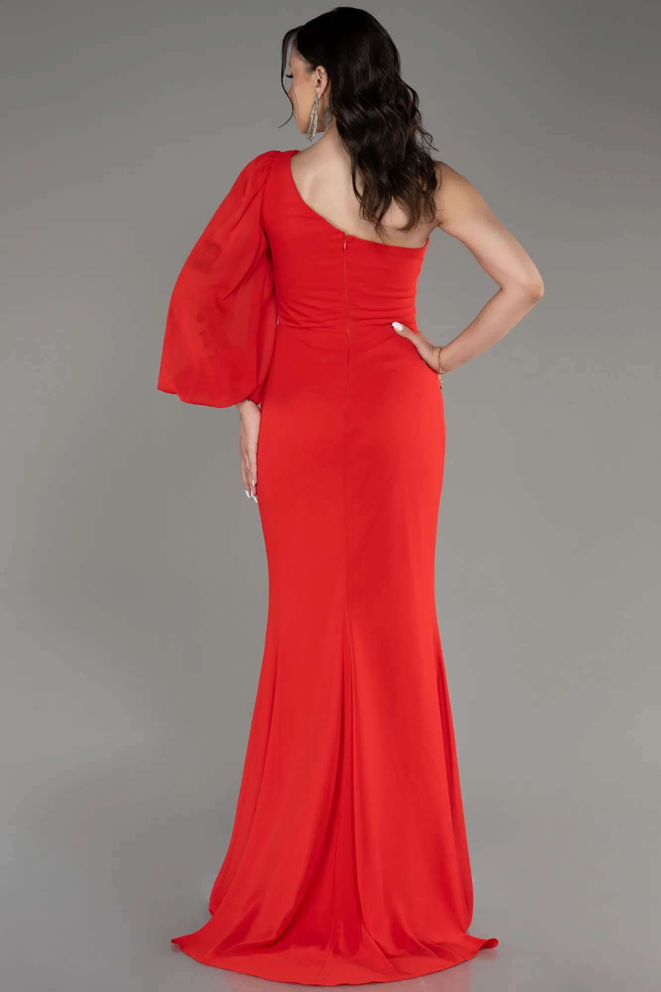 Coral-Long Chiffon Evening Dress ABU3677