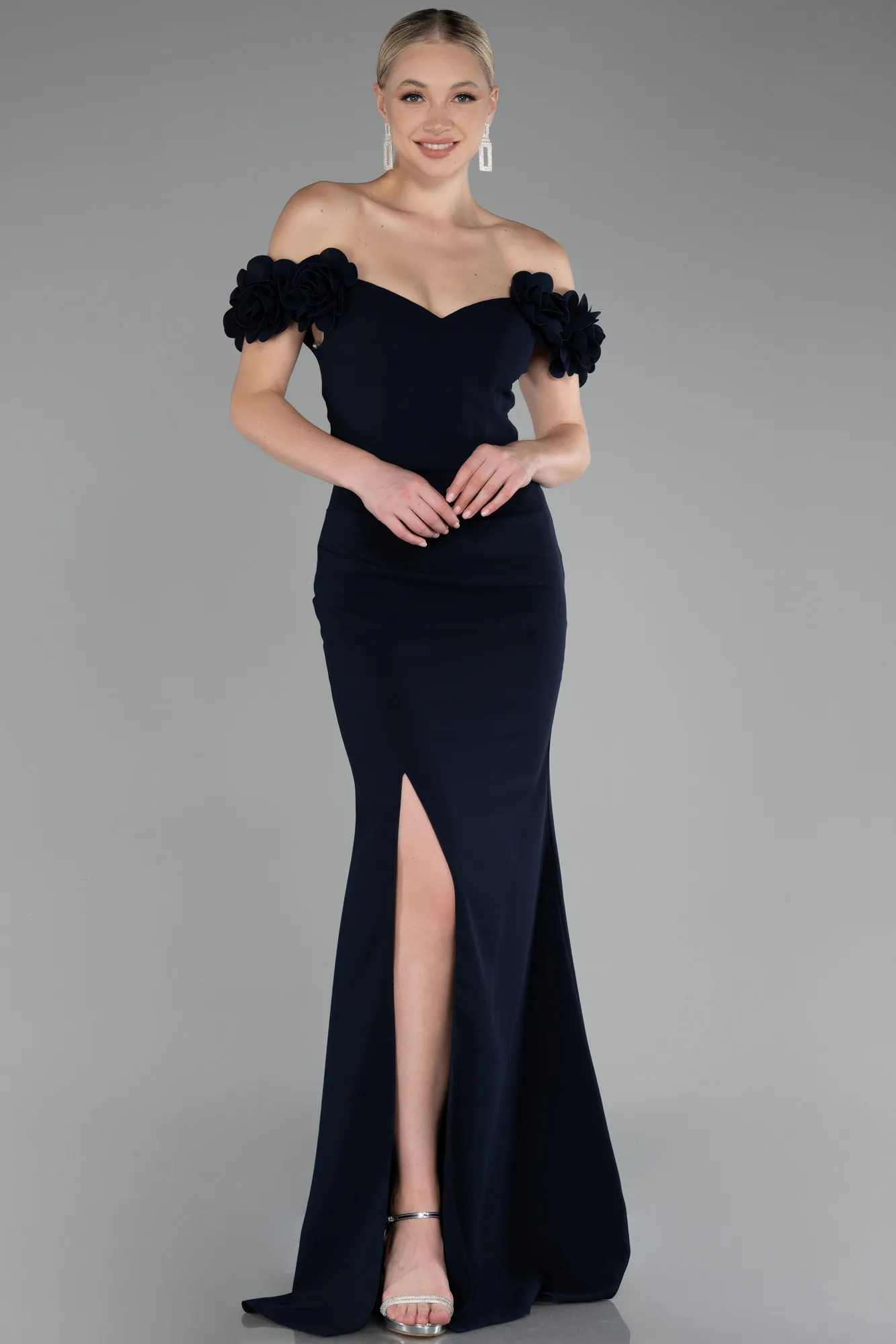 Dark Navy Blue-Long Mermaid Evening Gown ABU3891