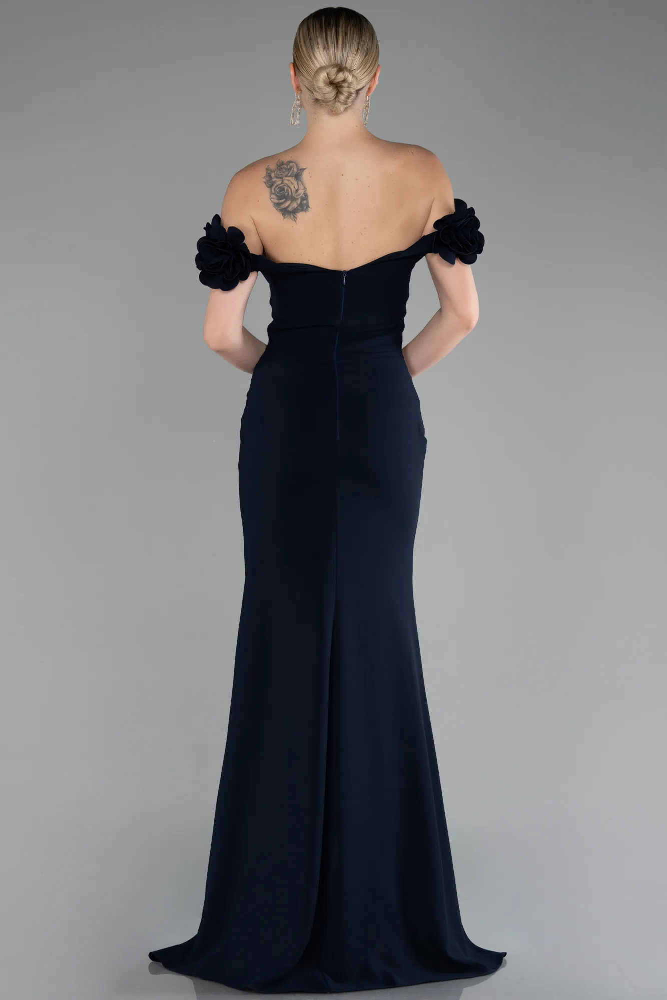 Dark Navy Blue-Long Mermaid Evening Gown ABU3891