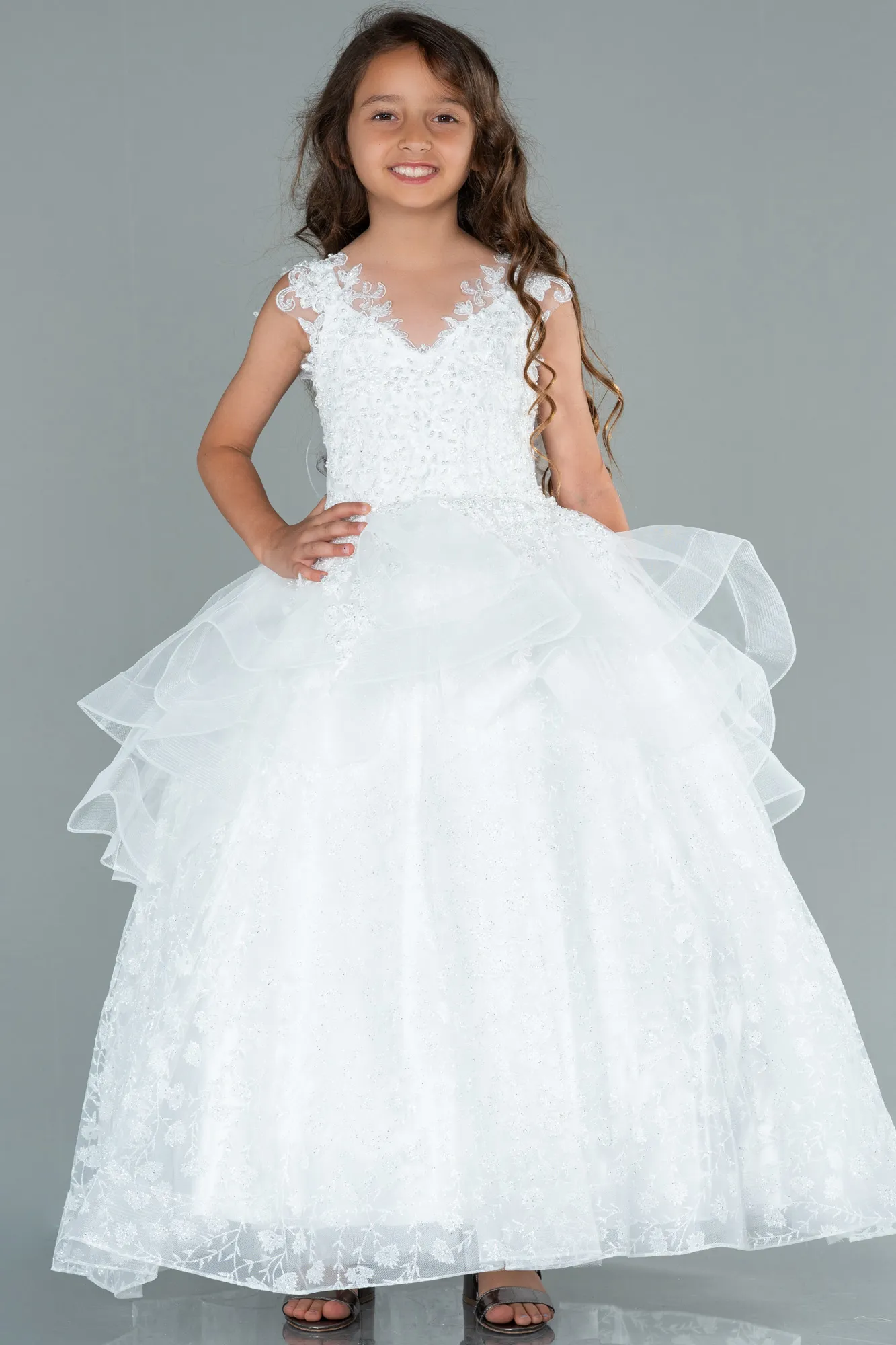Ecru-Kid Wedding Dress AN30005