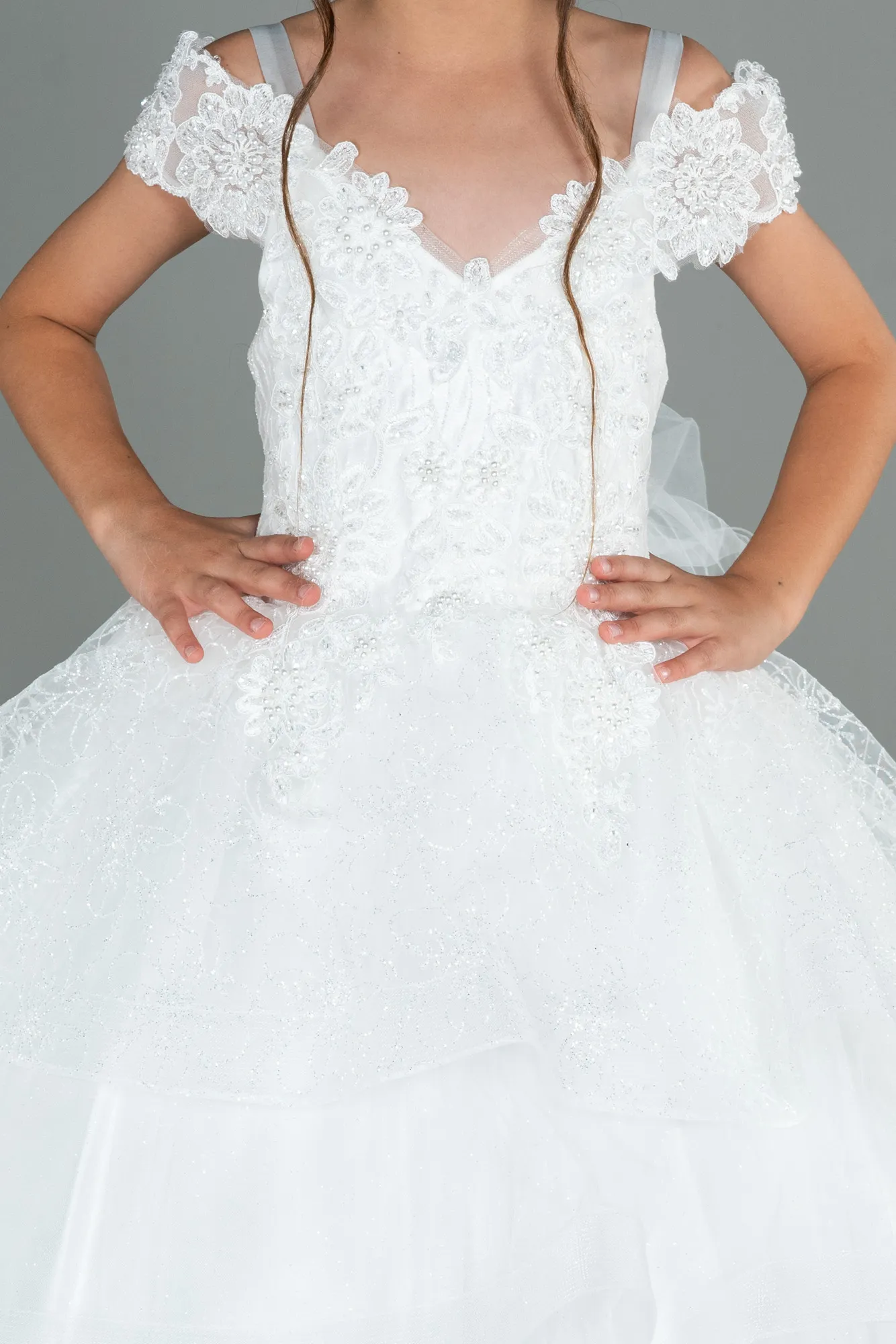 Ecru-Kid Wedding Dress AN30009