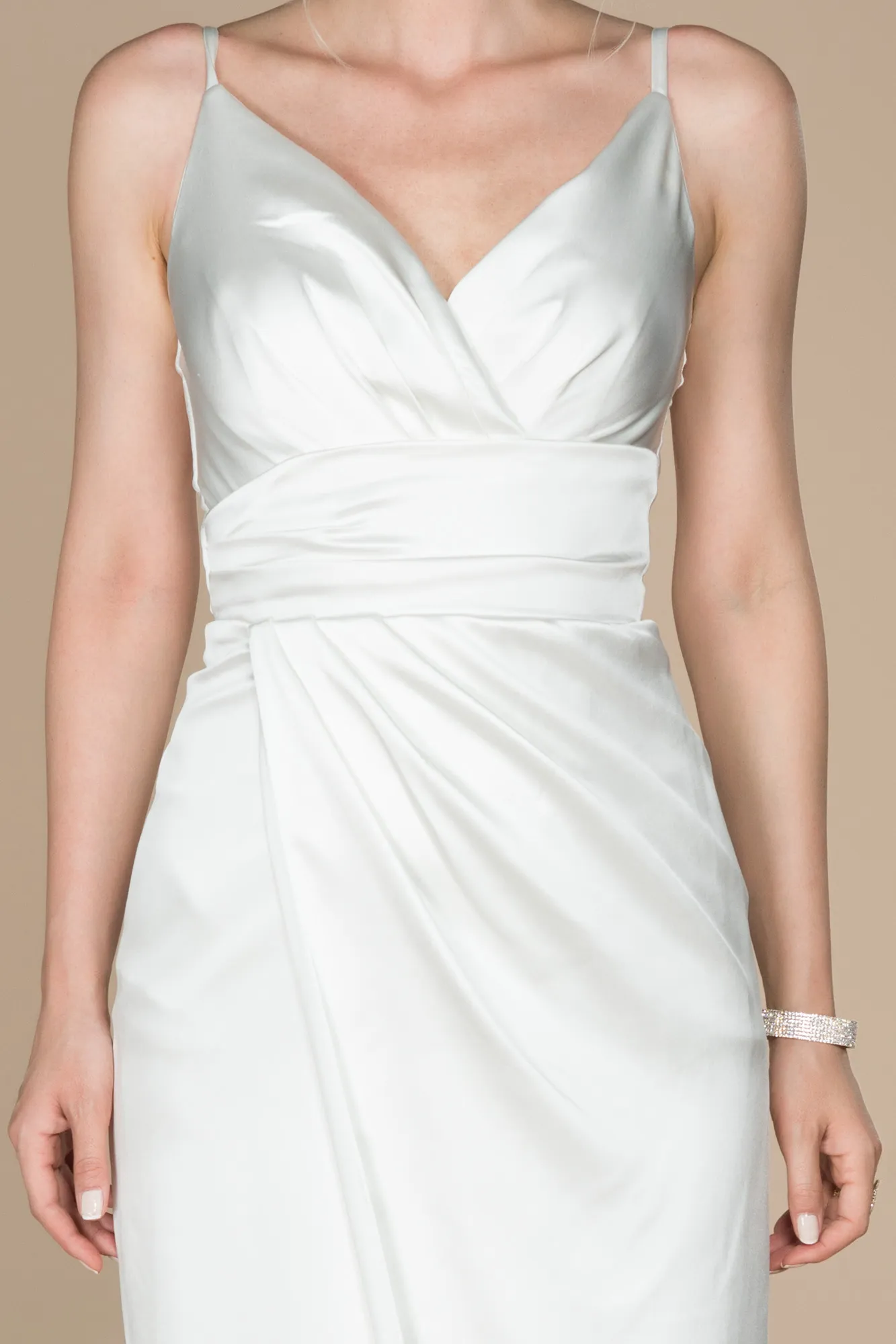 Ecru-Long Engagement Dress ABU564
