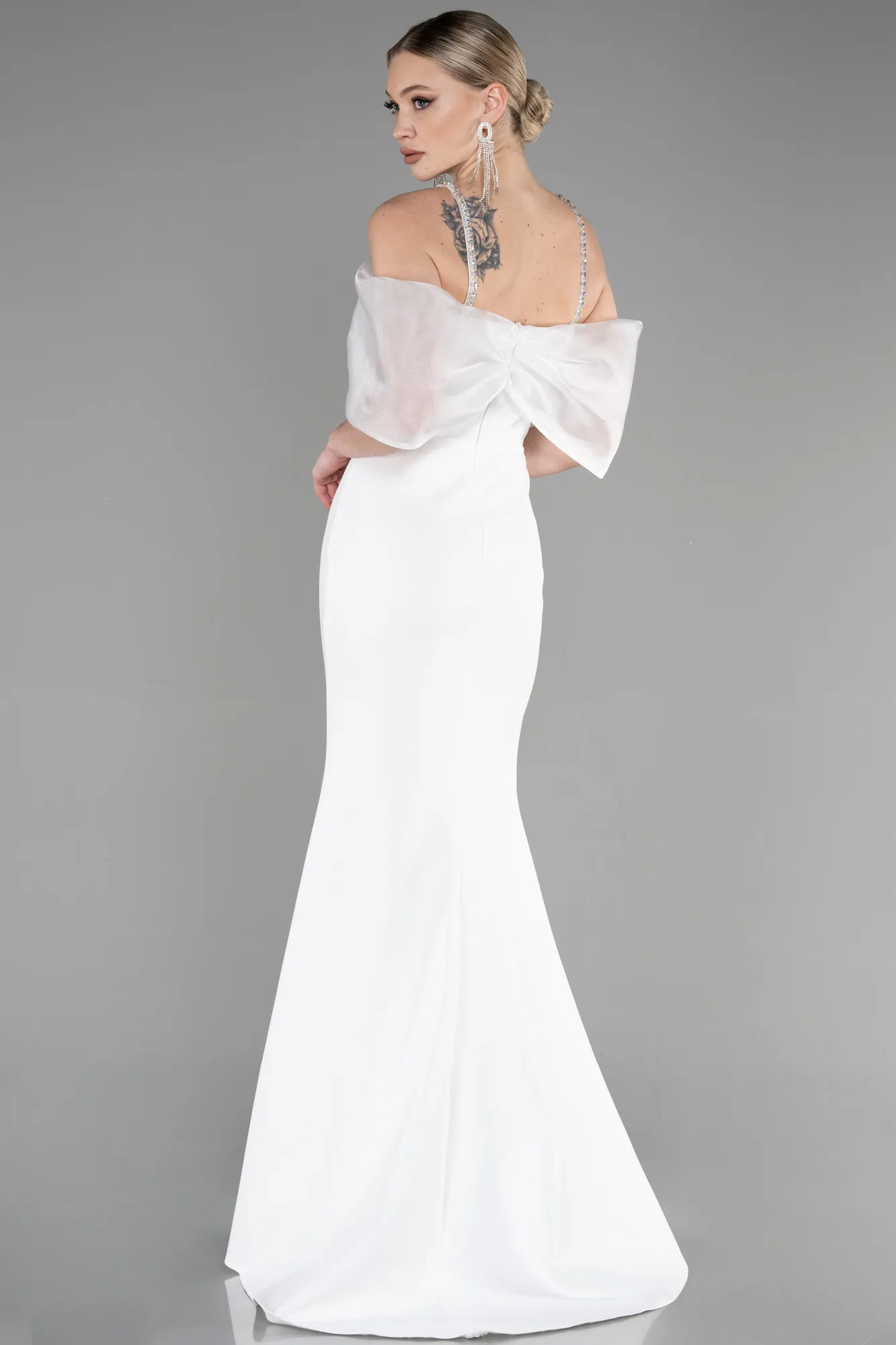 Ecru-Long Evening Dress ABU3601