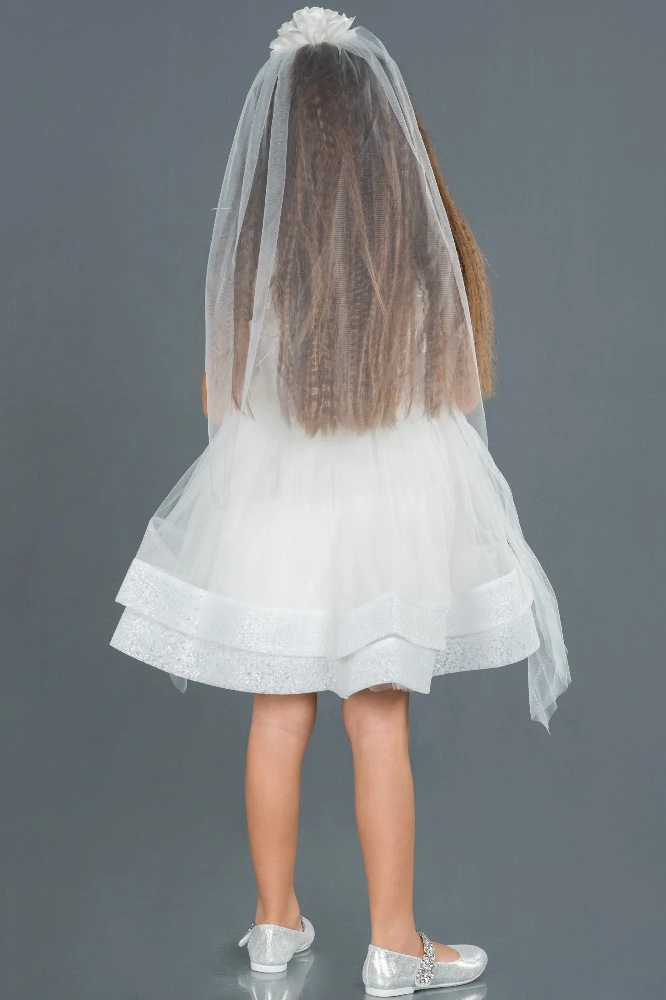 Ecru-Long Girl Dress ABU1250