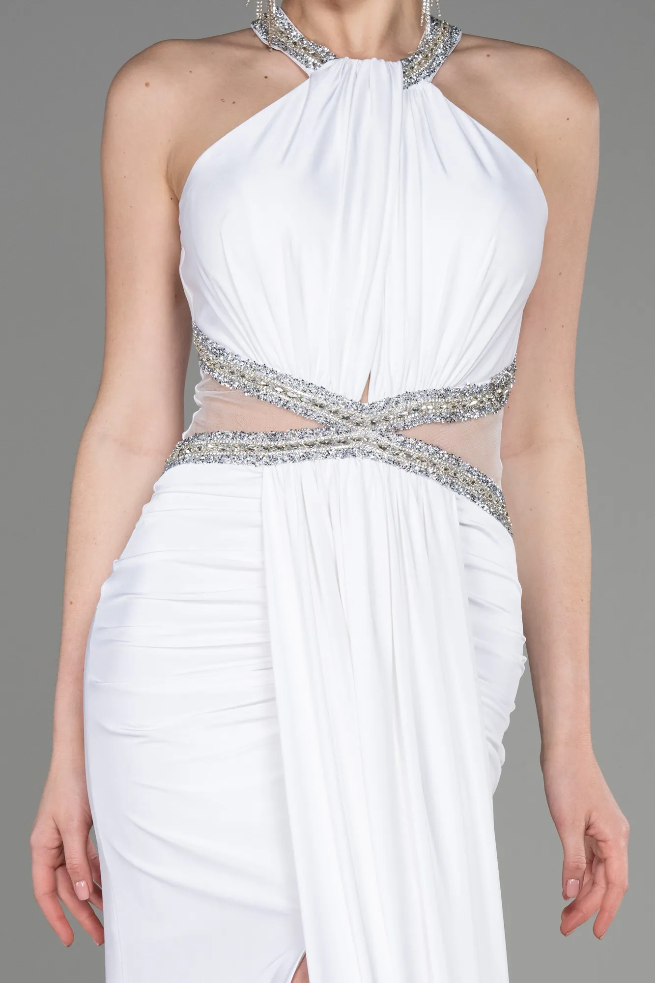 Ecru-Long Mermaid Prom Dress ABU2940