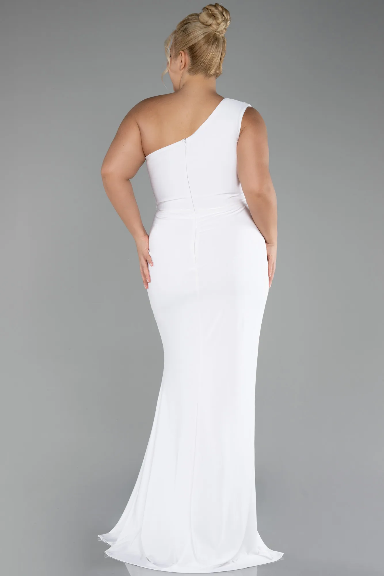 Ecru-Long Plus Size Engagement Dress ABU4148