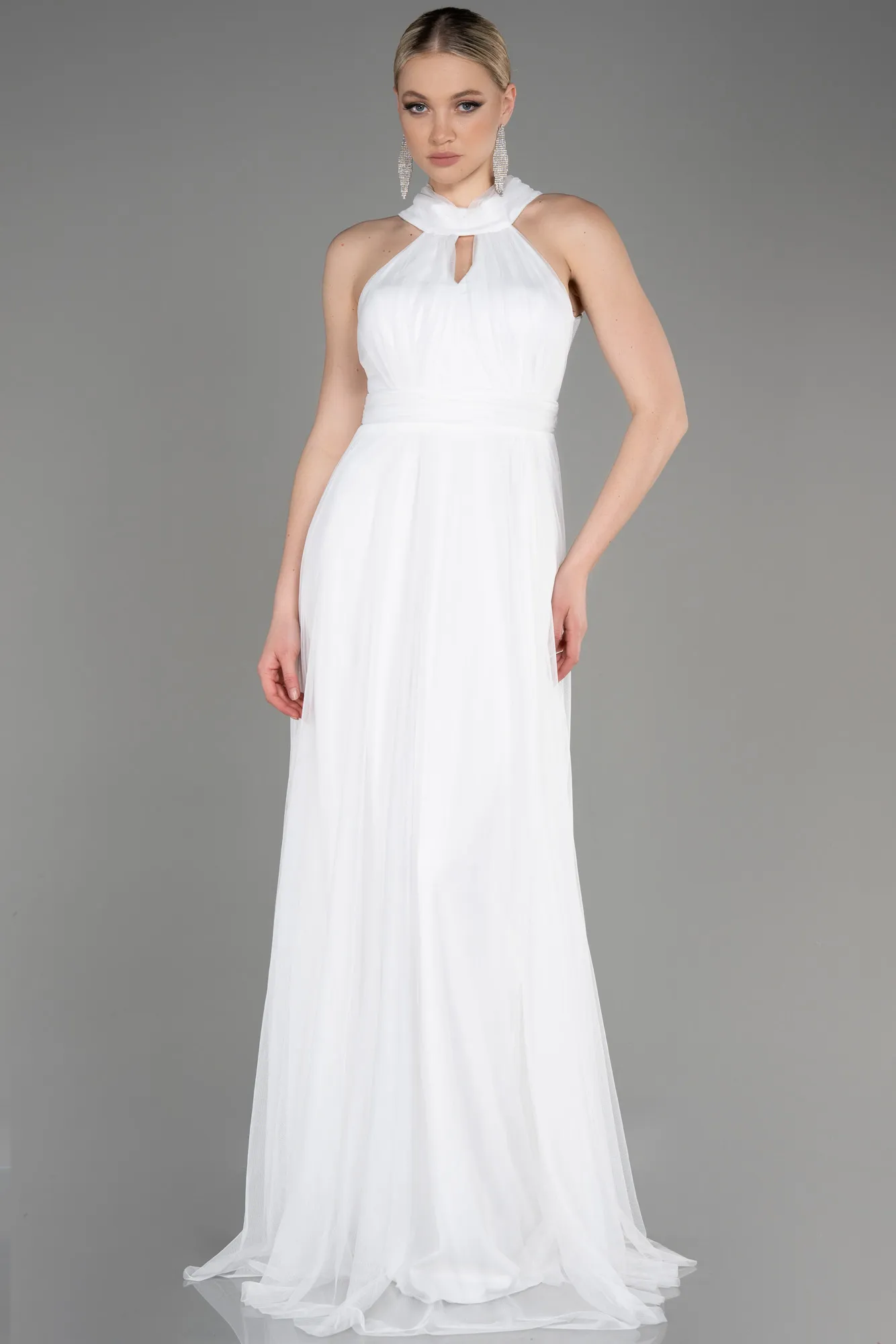 Ecru-Long Prom Gown ABU3252