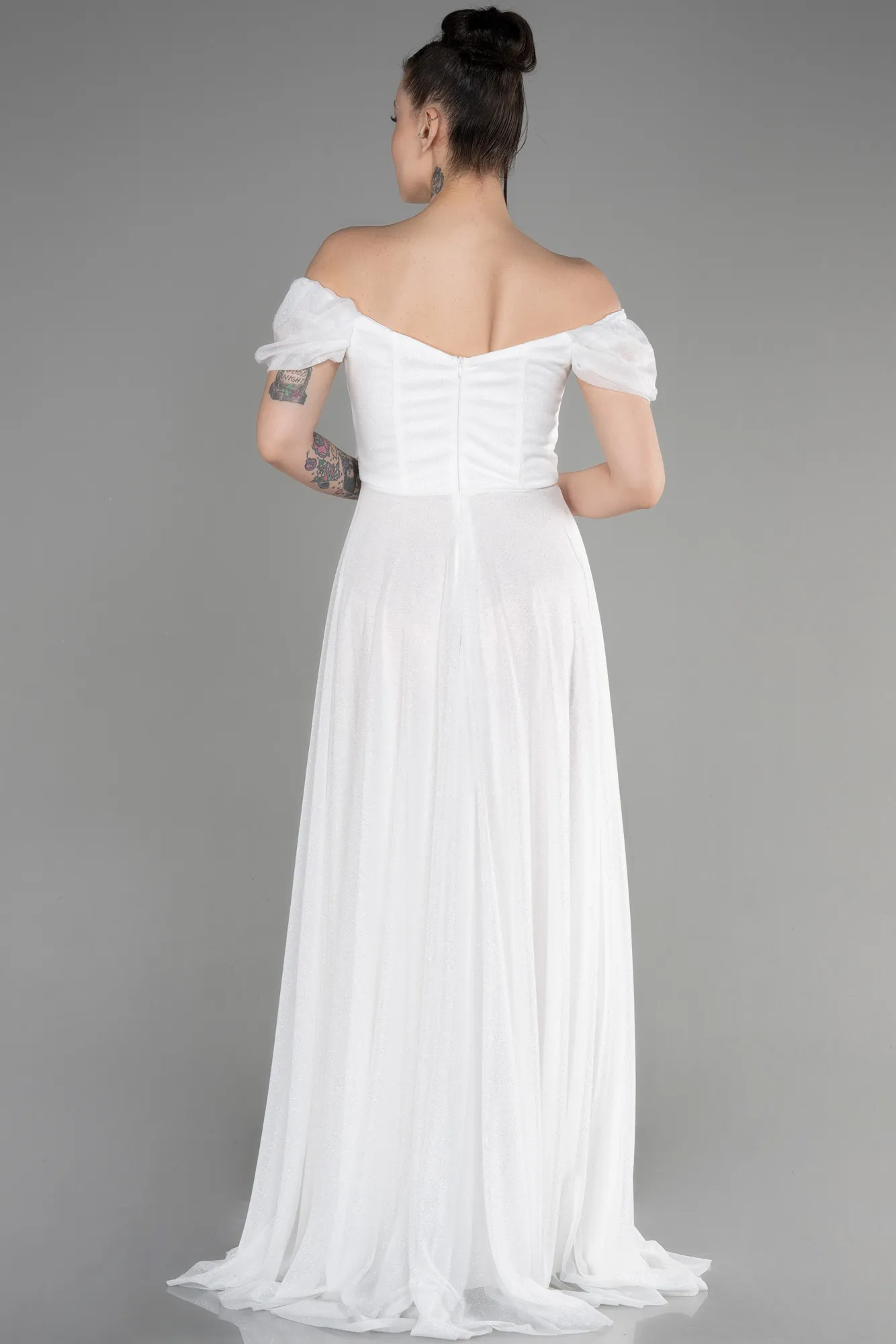 Ecru-Long Prom Gown ABU3660