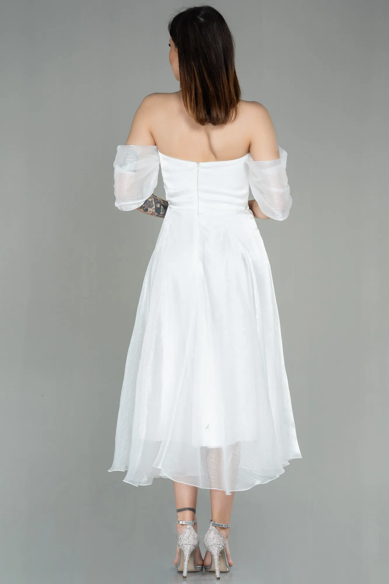 Ecru-Midi Evening Dress ABK1850