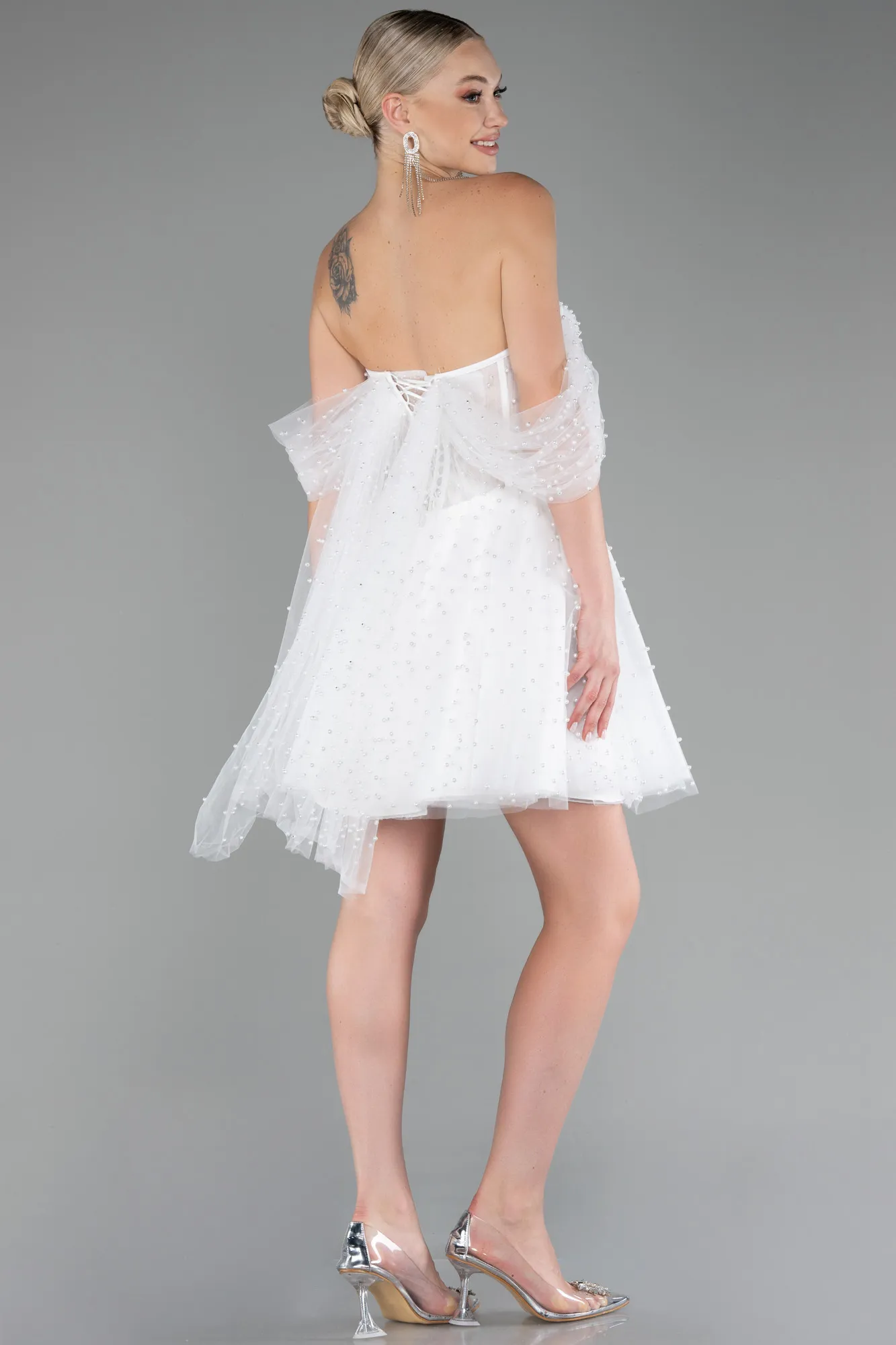 Ecru-Mini Engagement Dress ABK2109