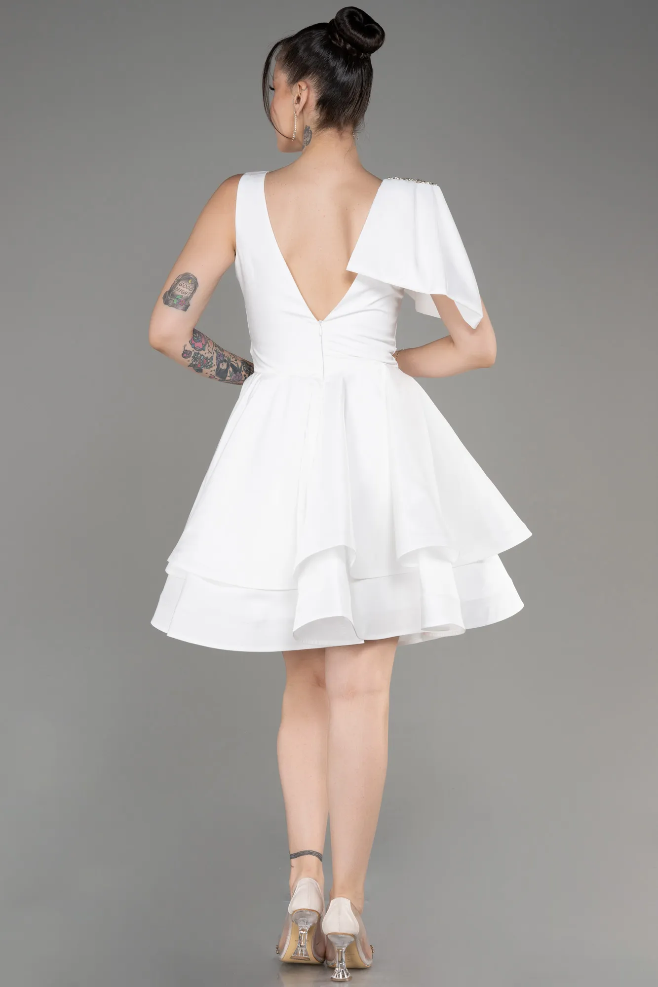 Ecru-Short Cocktail Dress ABK2085