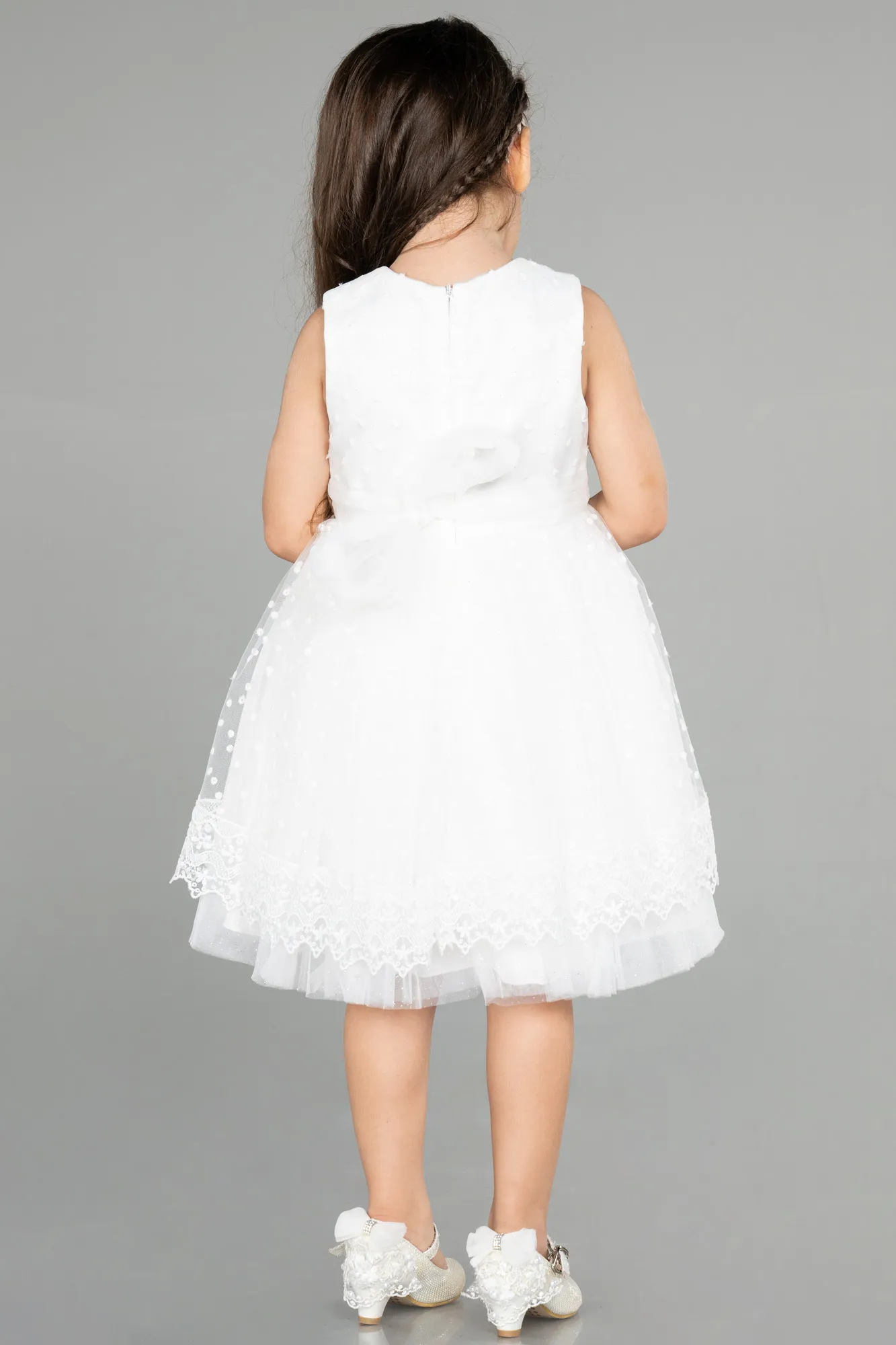 Ecru-Short Girl Dress ABK1363