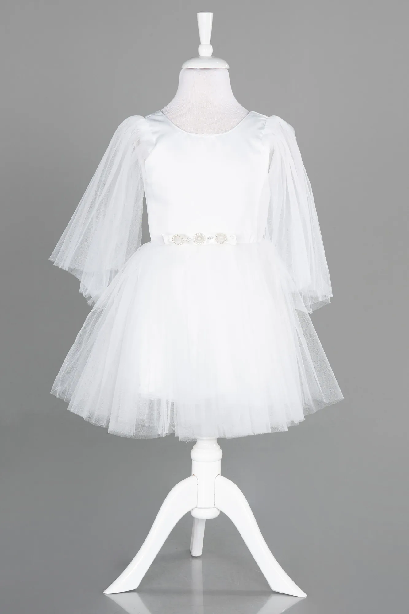 Ecru-Short Girl Dress ABK1797