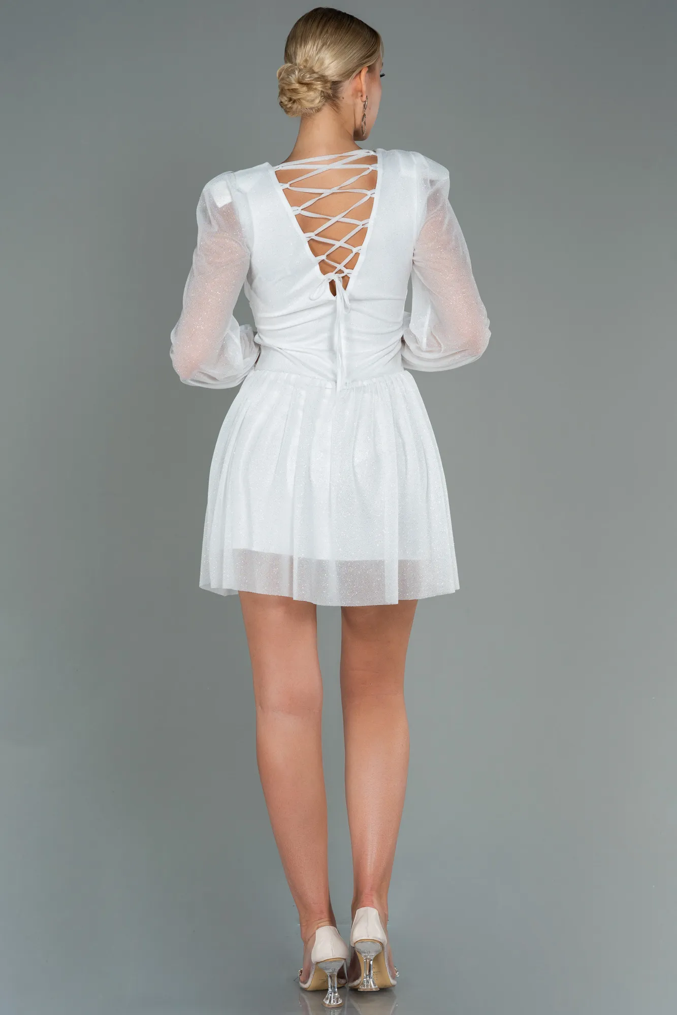 Ecru-Short Invitation Dress ABK1743