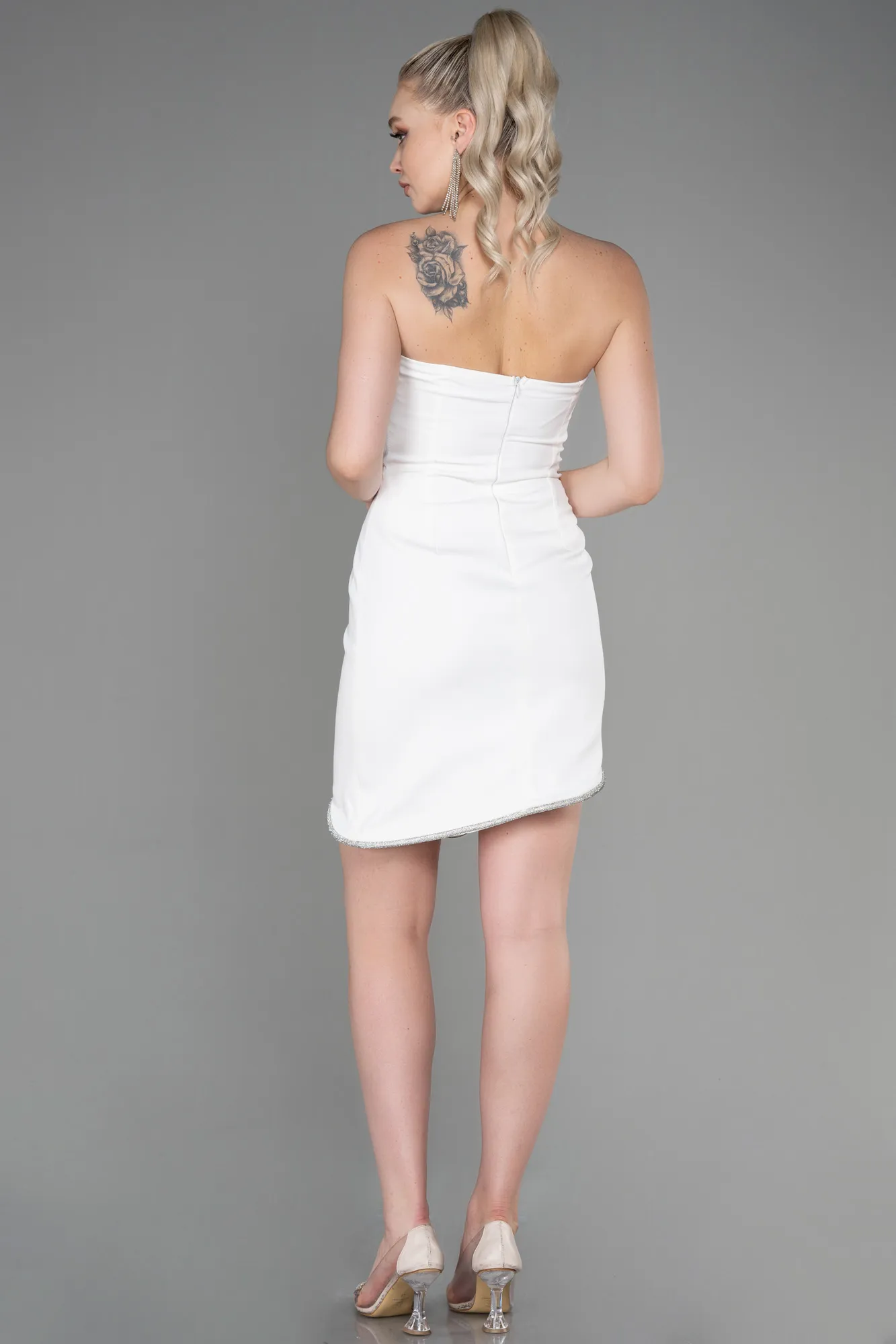Ecru-Short Invitation Dress ABK1807