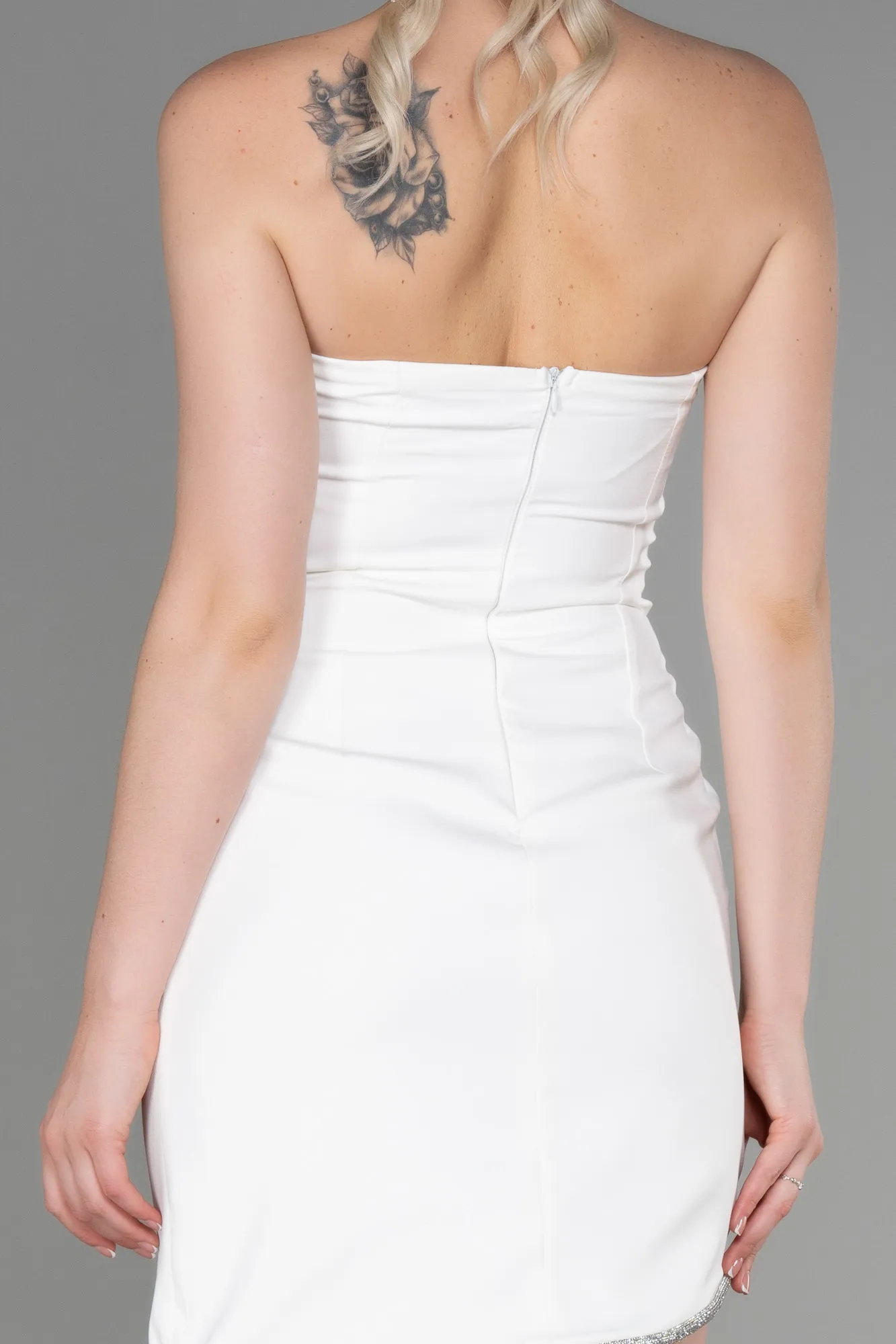 Ecru-Short Invitation Dress ABK1807